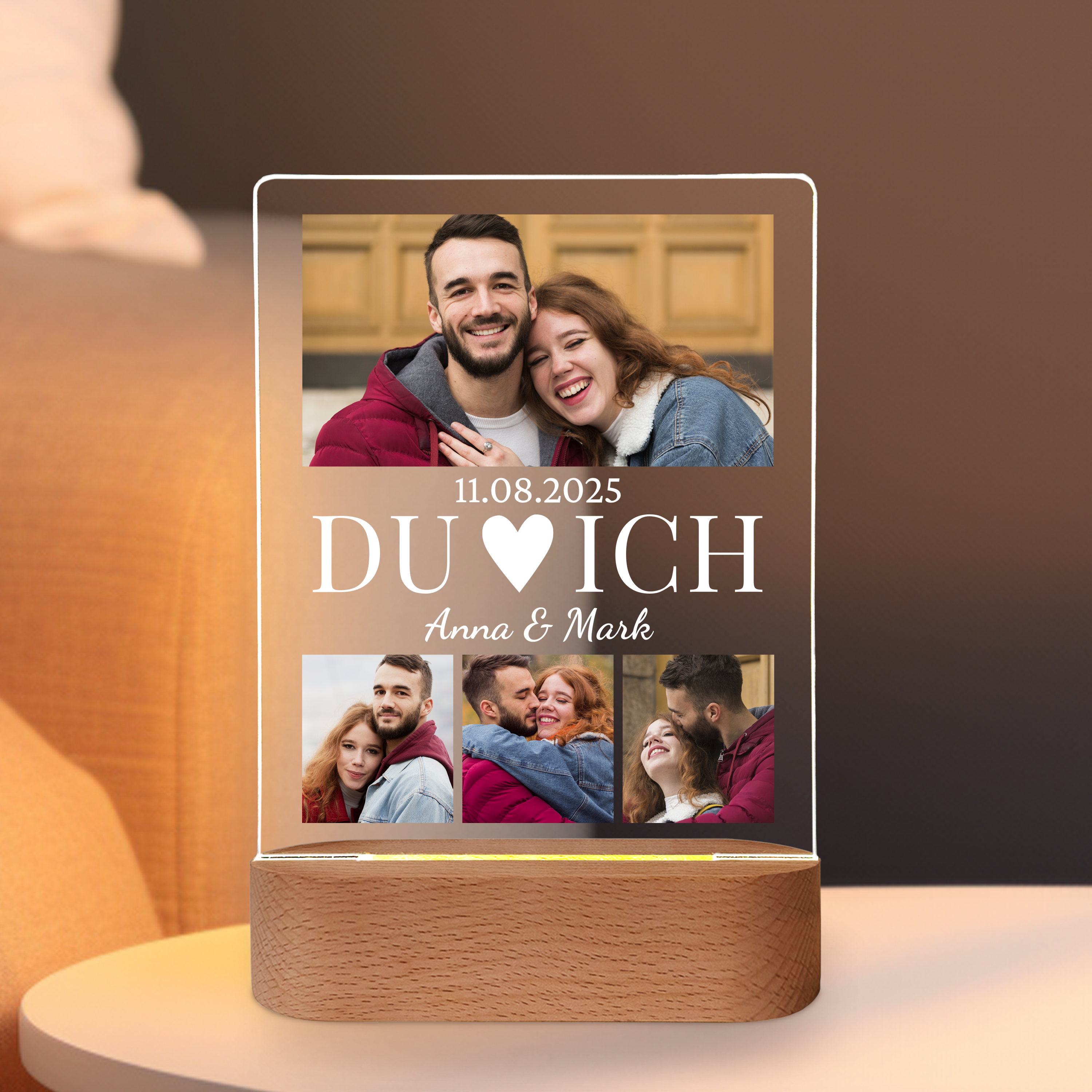 Du und Ich - Personalisiertes Liebeslicht mit Fotos und Namen für Paare