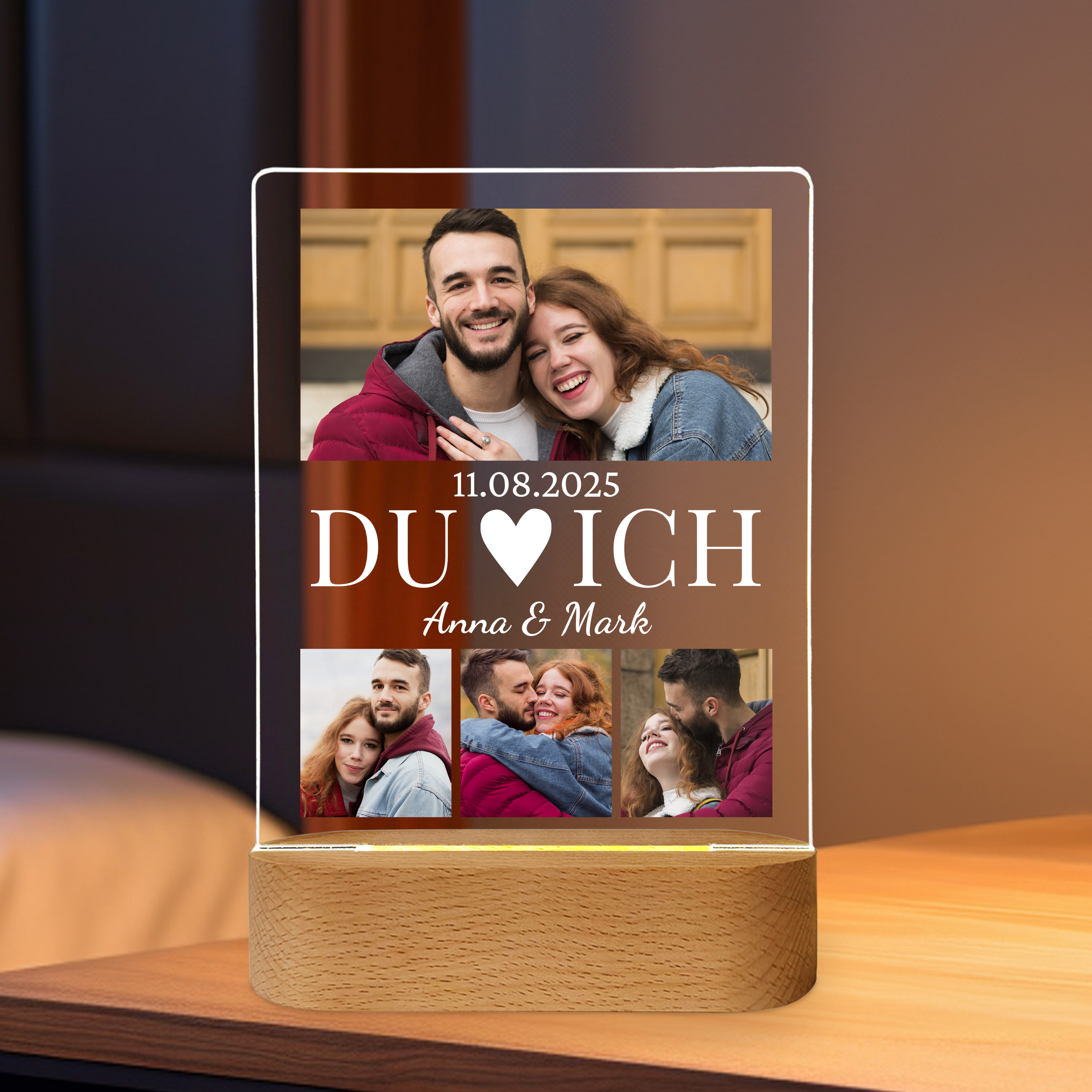 Du und Ich - Personalisiertes Liebeslicht mit Fotos und Namen für Paare