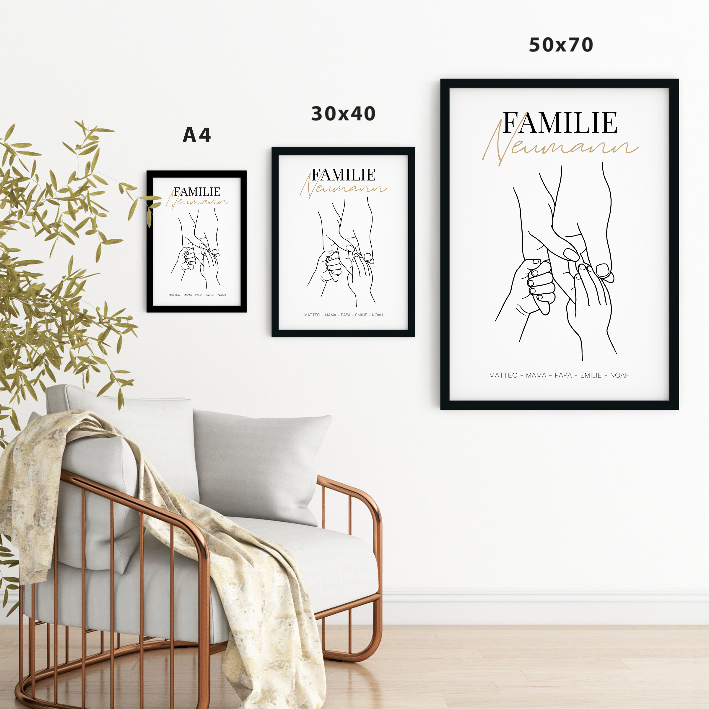 Familie ist alles - Personalisiertes Poster mit Namen