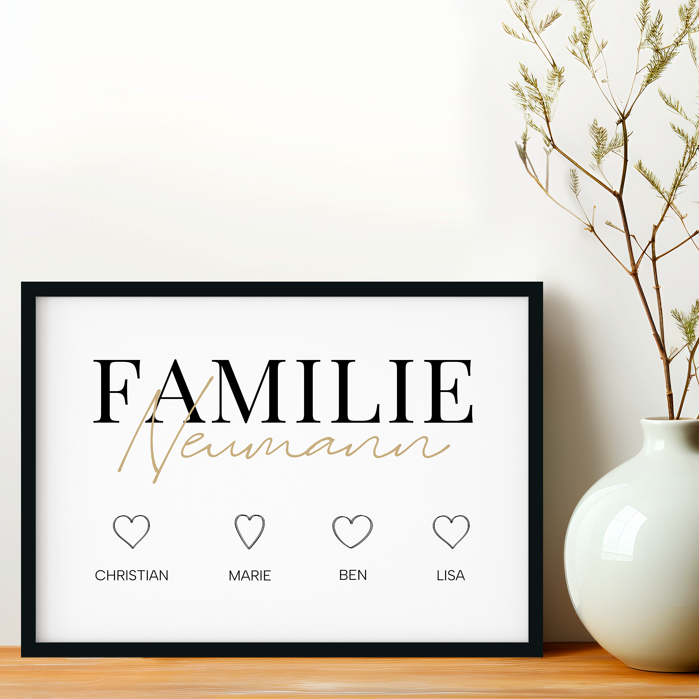 Familienliebe - Personalisiertes Poster für die Familie mit Namen