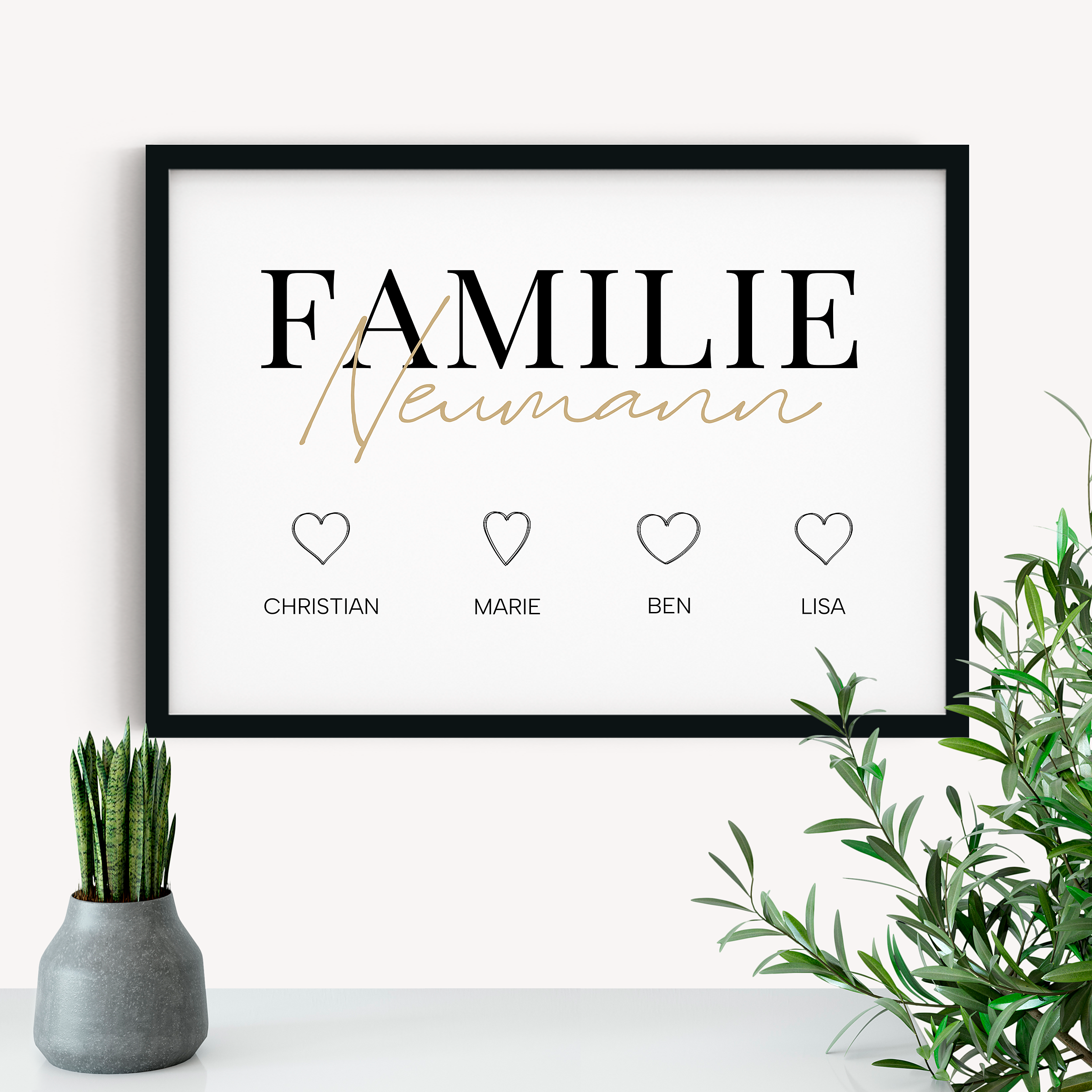 Familienliebe - Personalisiertes Poster für die Familie mit Namen