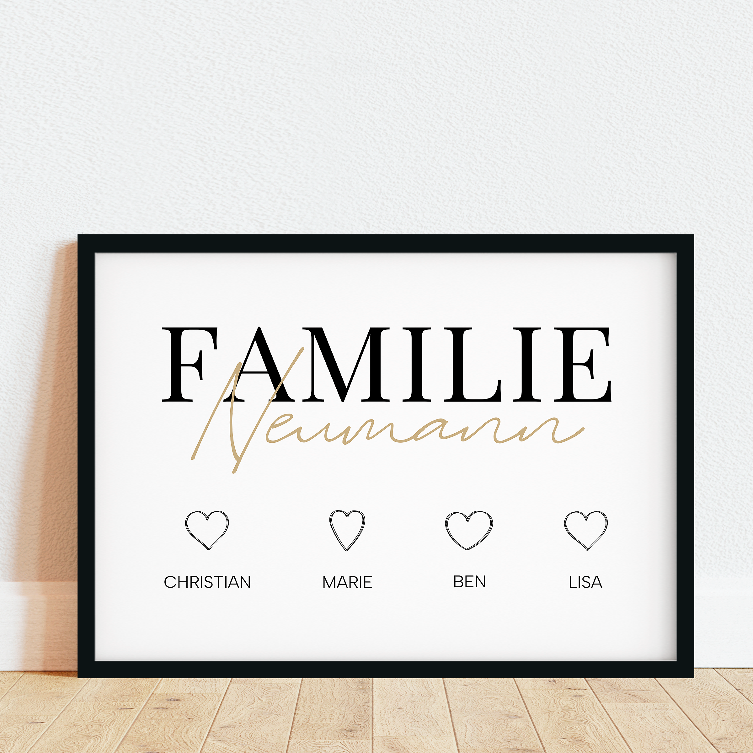 Familienliebe - Personalisiertes Poster für die Familie mit Namen