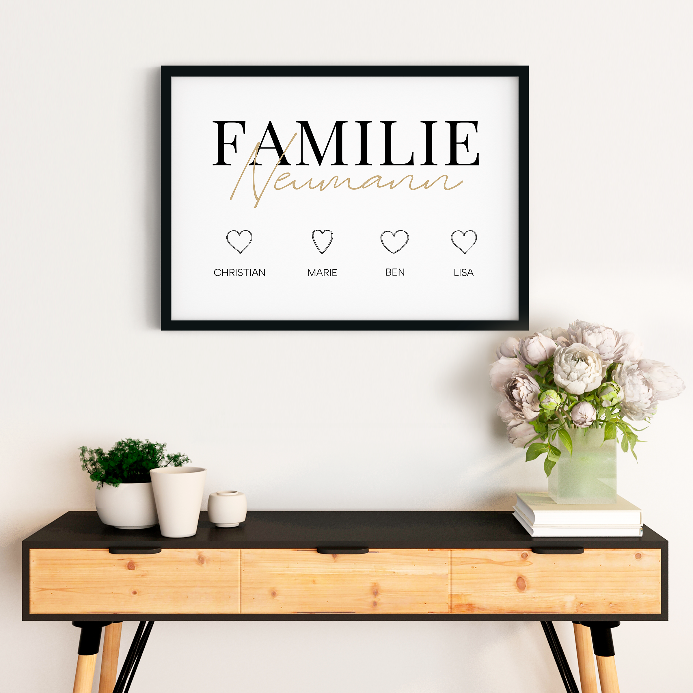 Familienliebe - Personalisiertes Poster für die Familie mit Namen
