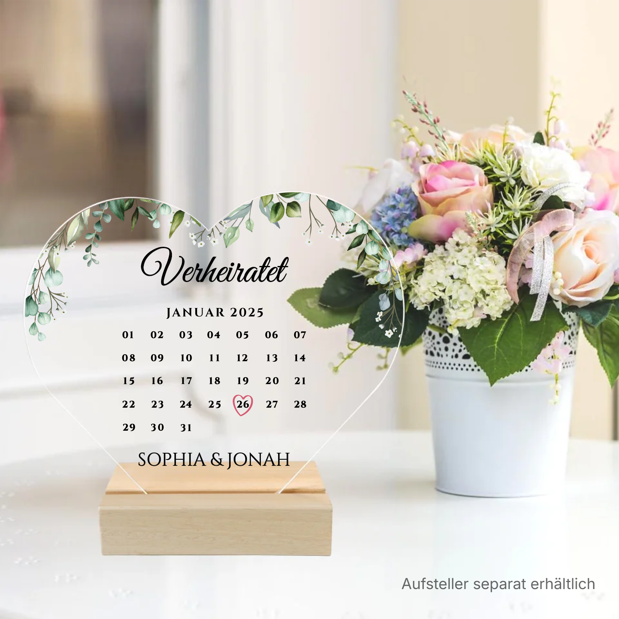 Euer Hochzeitstag - Personalisiertes Acryl-Glas mit Kalenderblatt