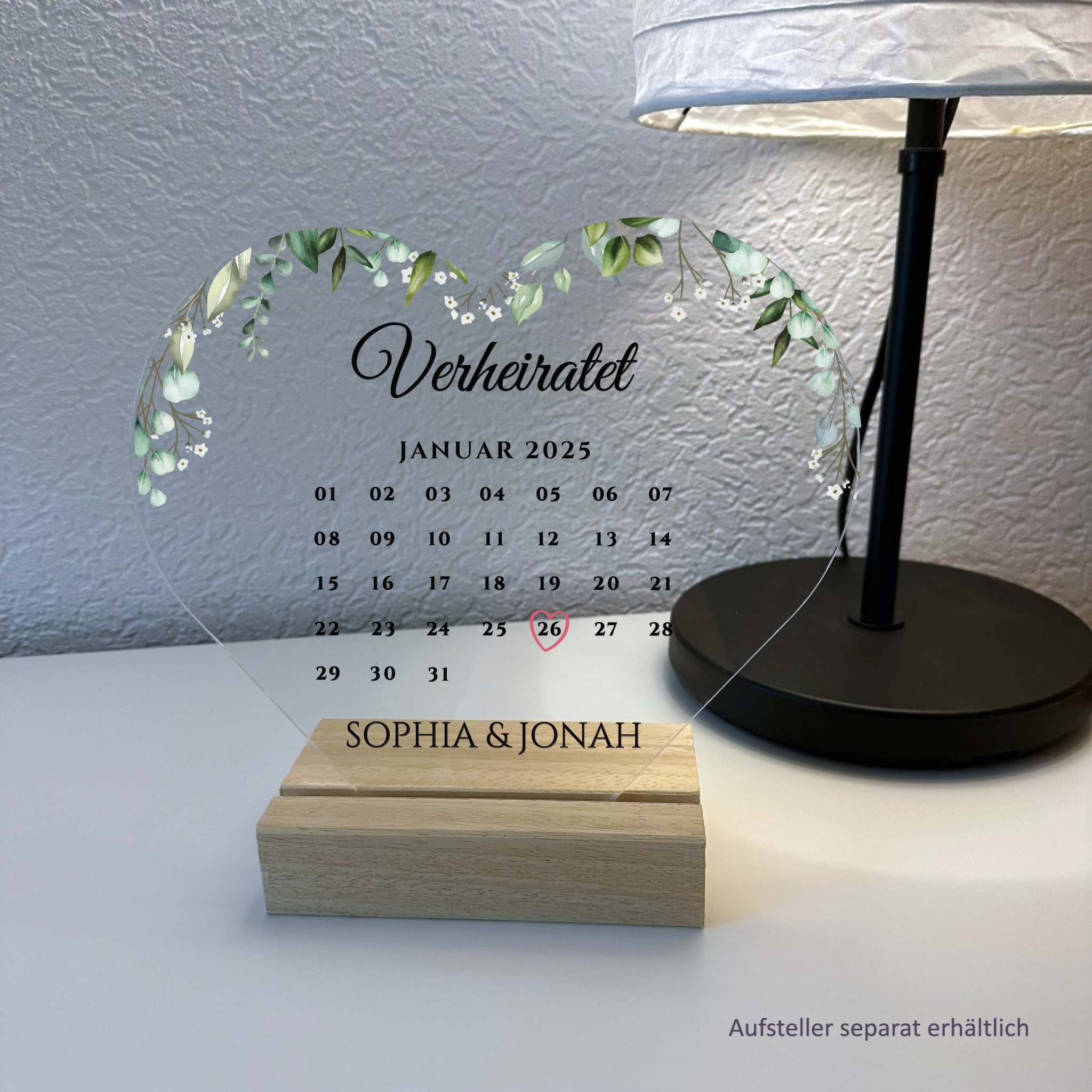 Euer Hochzeitstag - Personalisiertes Acryl-Glas mit Kalenderblatt