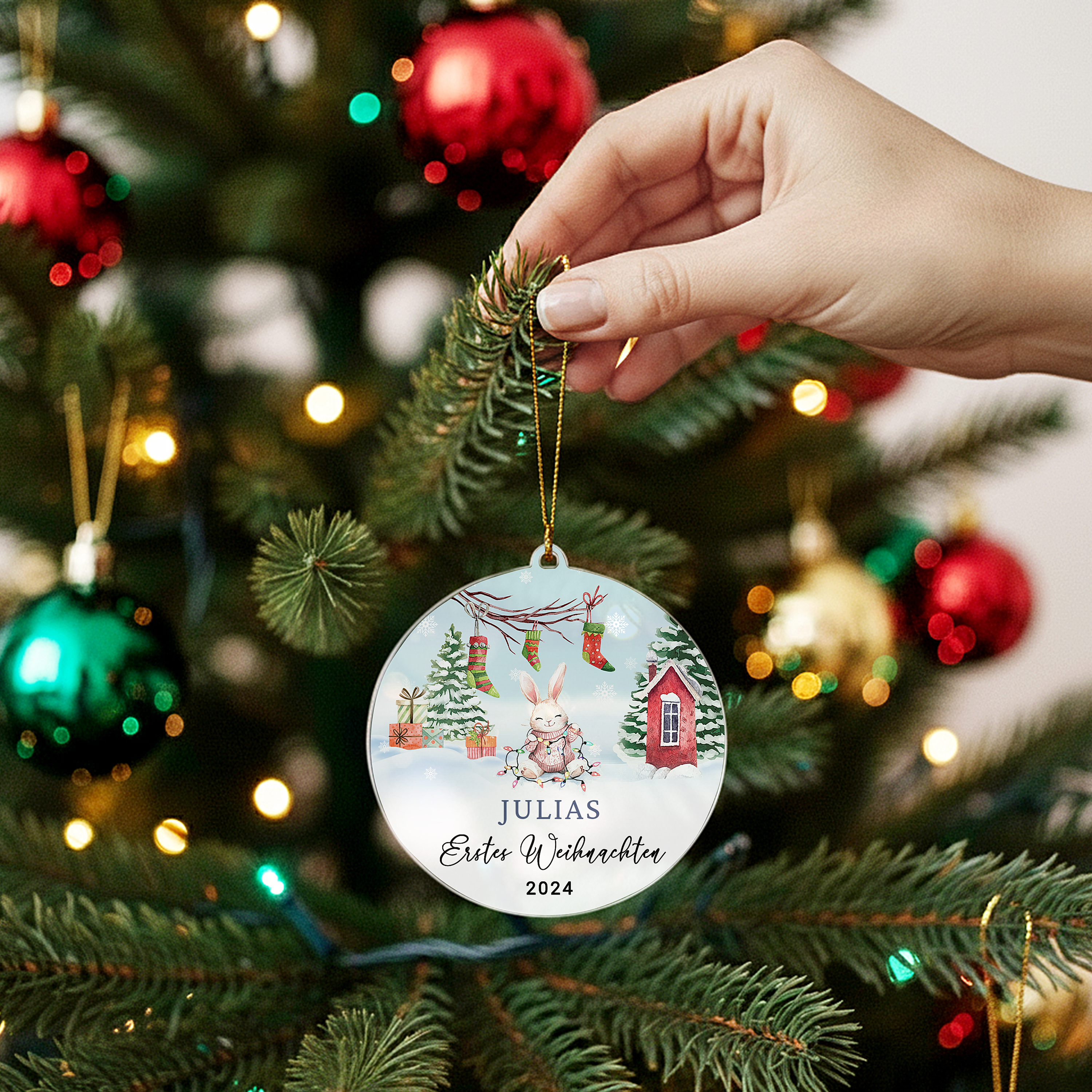 Babys erstes Weihnachten Winter Edition - Personalisierter Christbaumschmuck