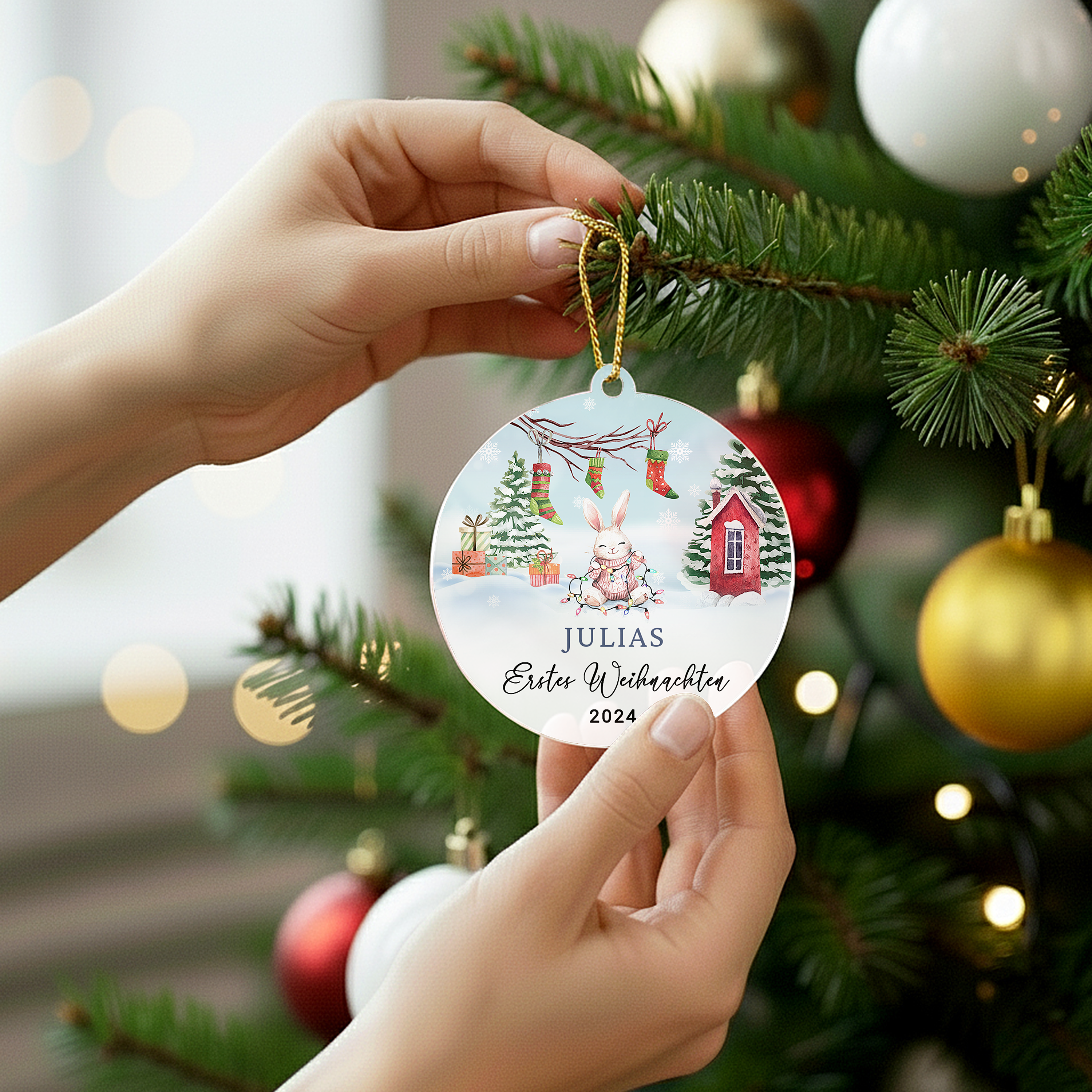 Babys erstes Weihnachten Winter Edition - Personalisierter Christbaumschmuck