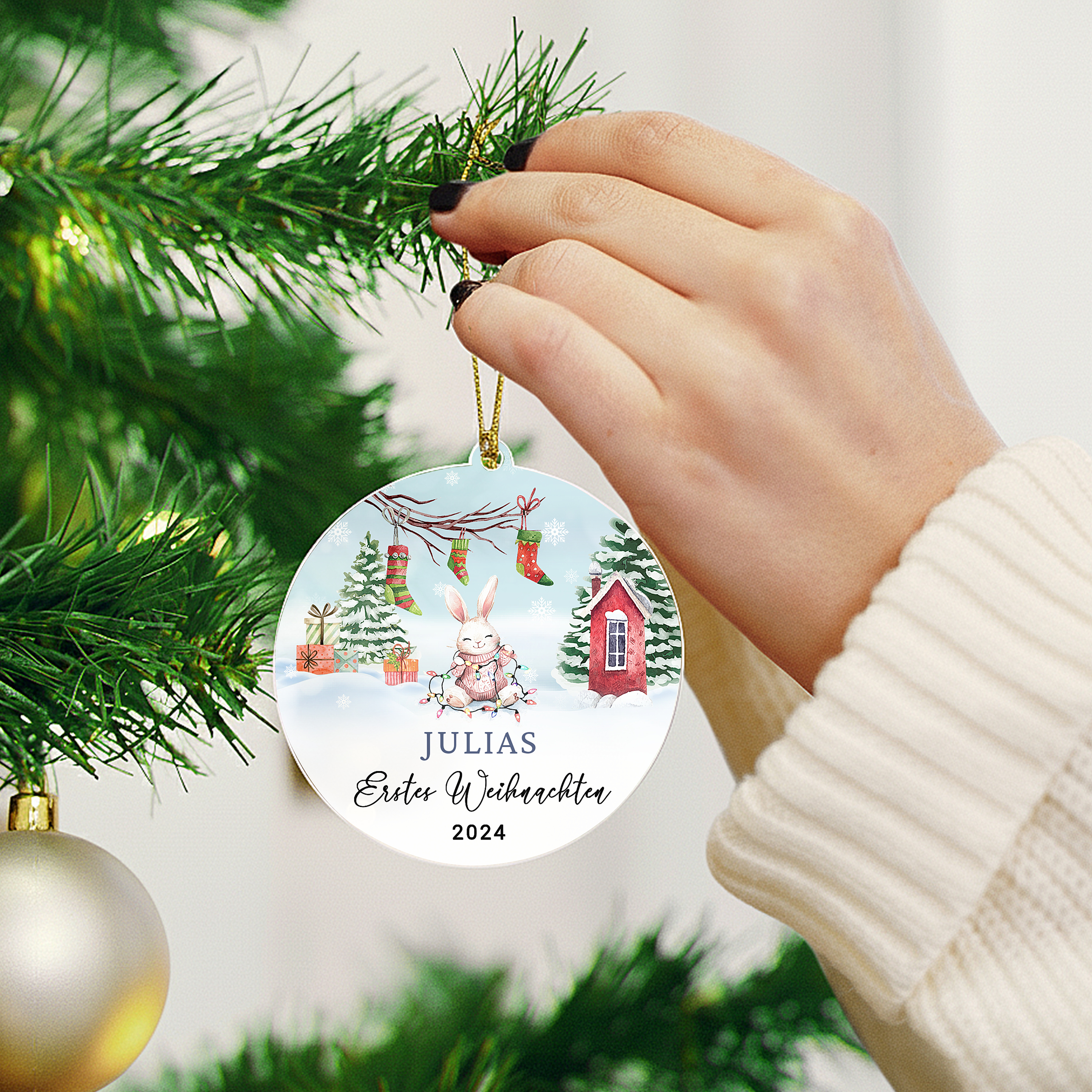 Babys erstes Weihnachten Winter Edition - Personalisierter Christbaumschmuck