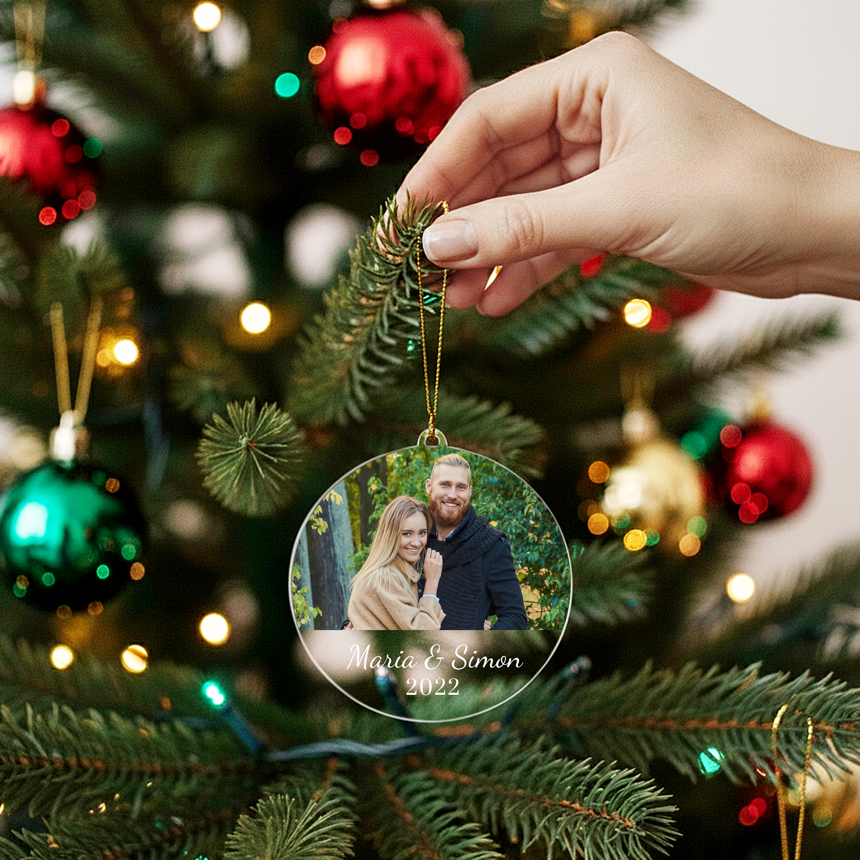 Euer Foto mit Namen und Datum - Personalisierter Christbaumschmuck