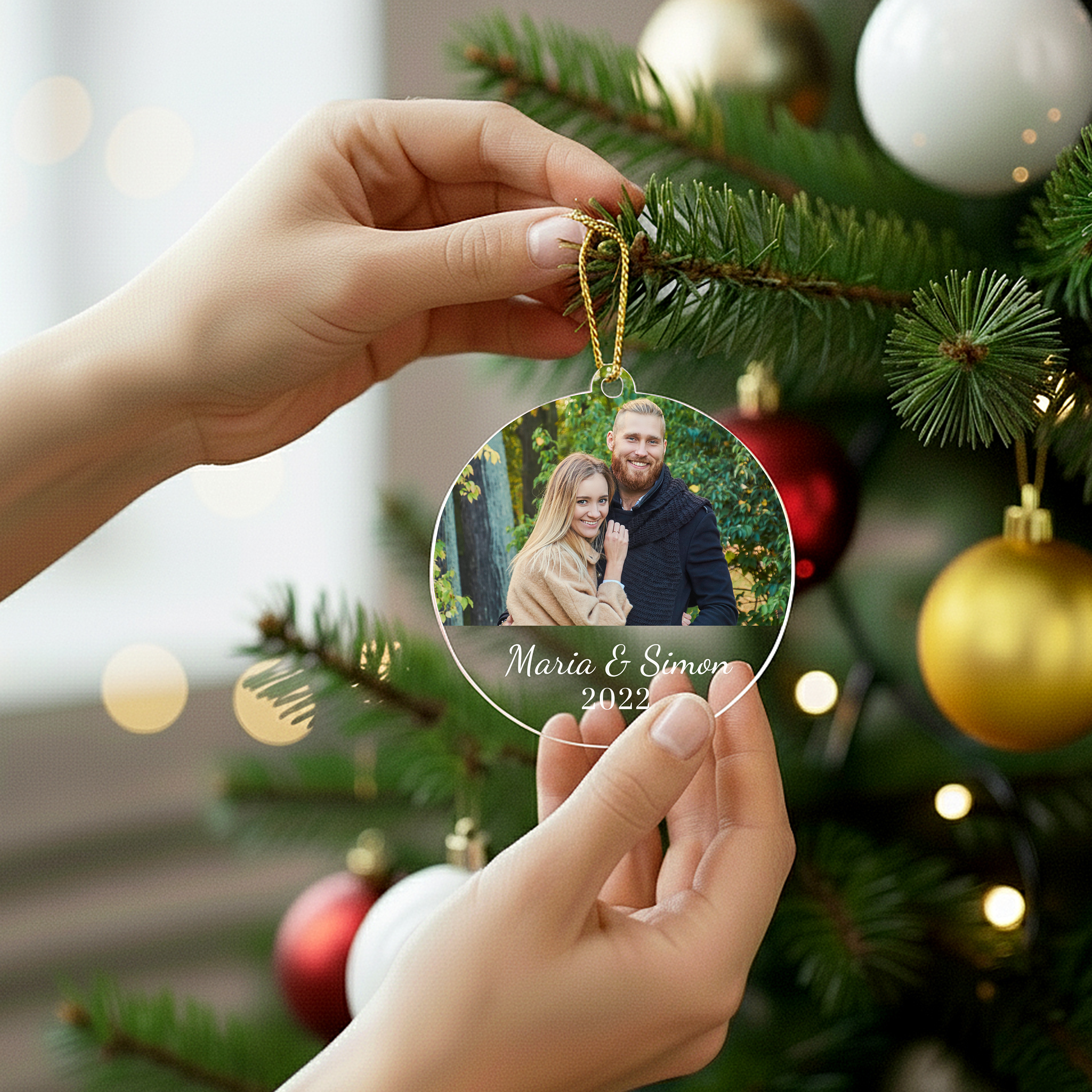 Euer Foto mit Namen und Datum - Personalisierter Christbaumschmuck