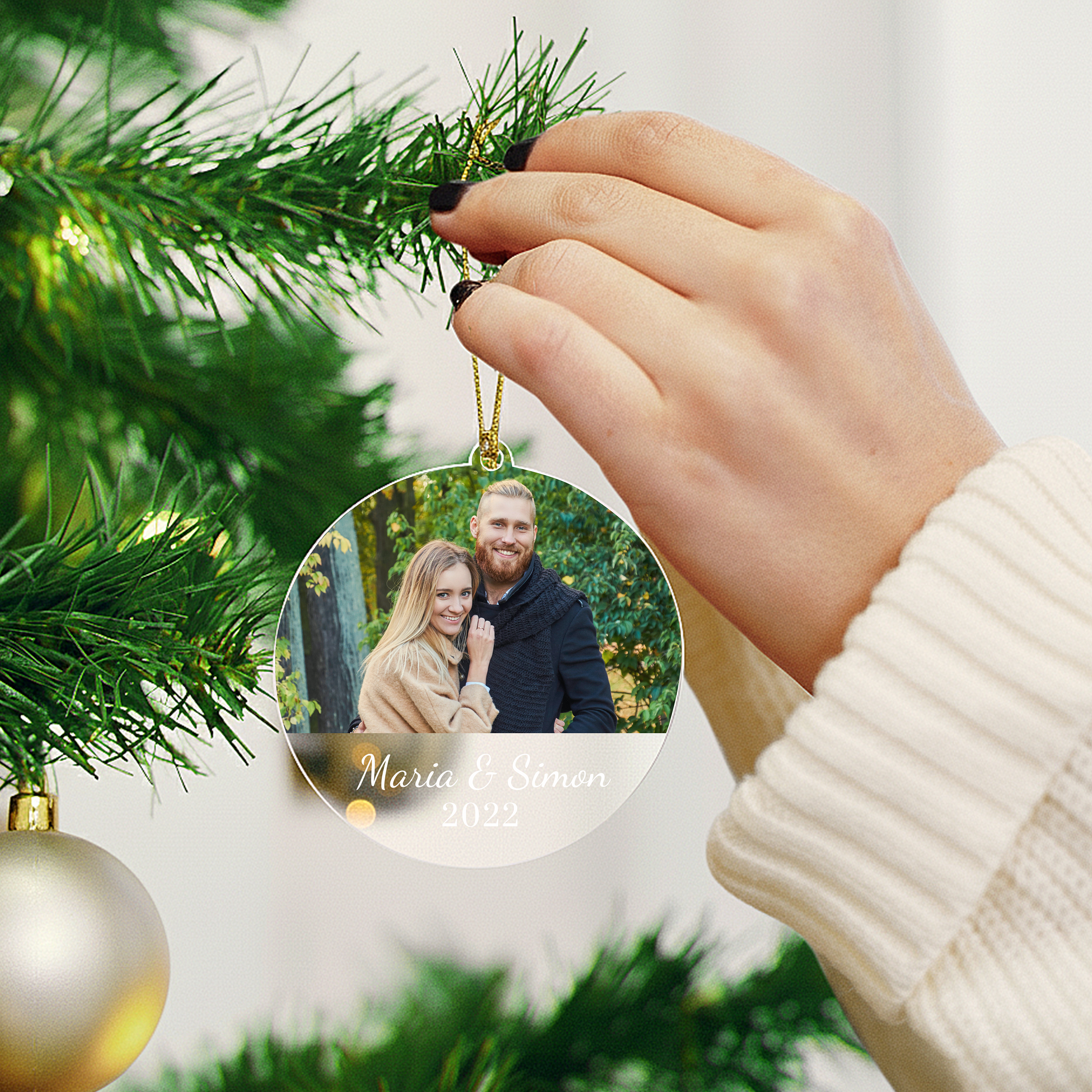 Euer Foto mit Namen und Datum - Personalisierter Christbaumschmuck