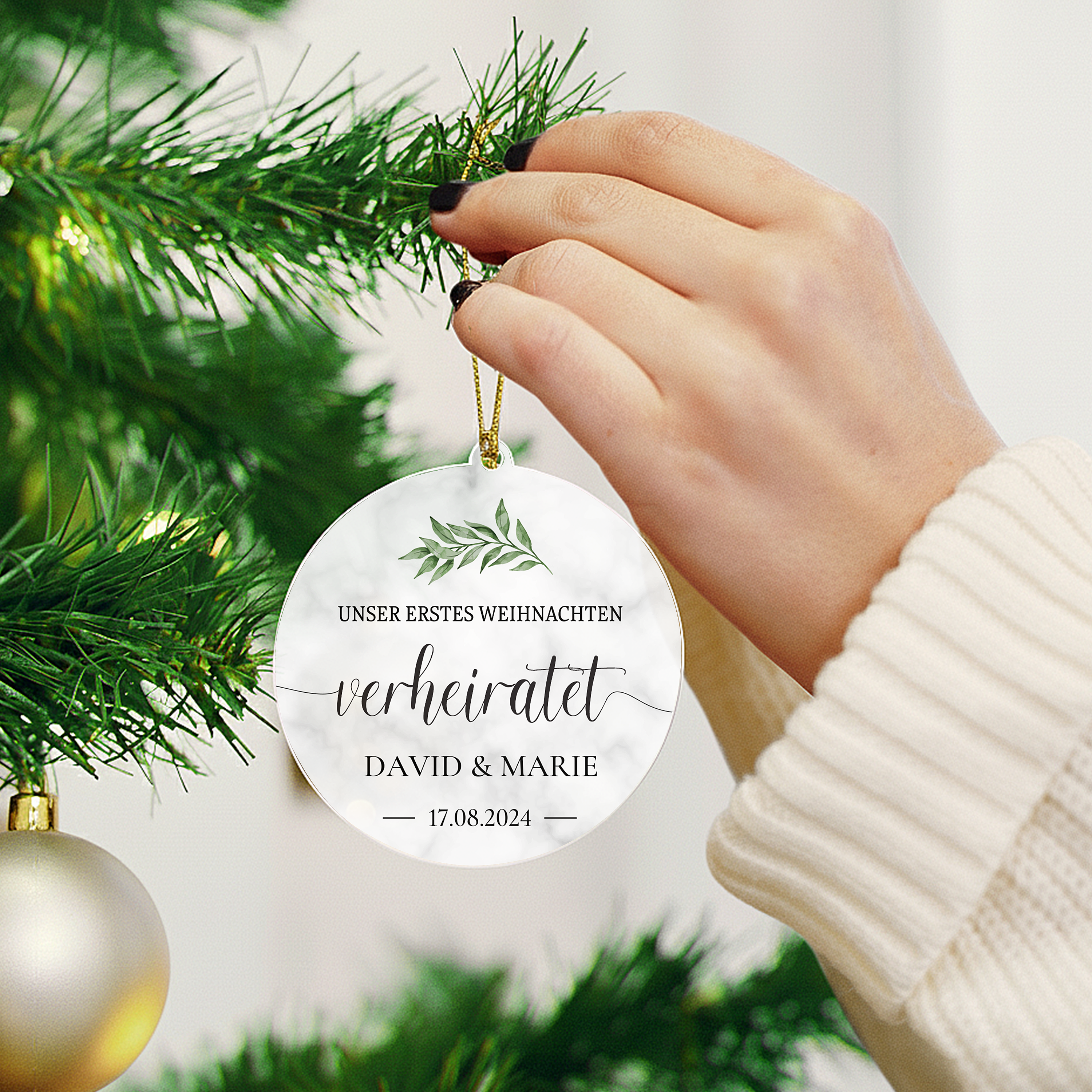 Erstes Weihnachten verheiratet - Personalisierter Christbaumschmuck