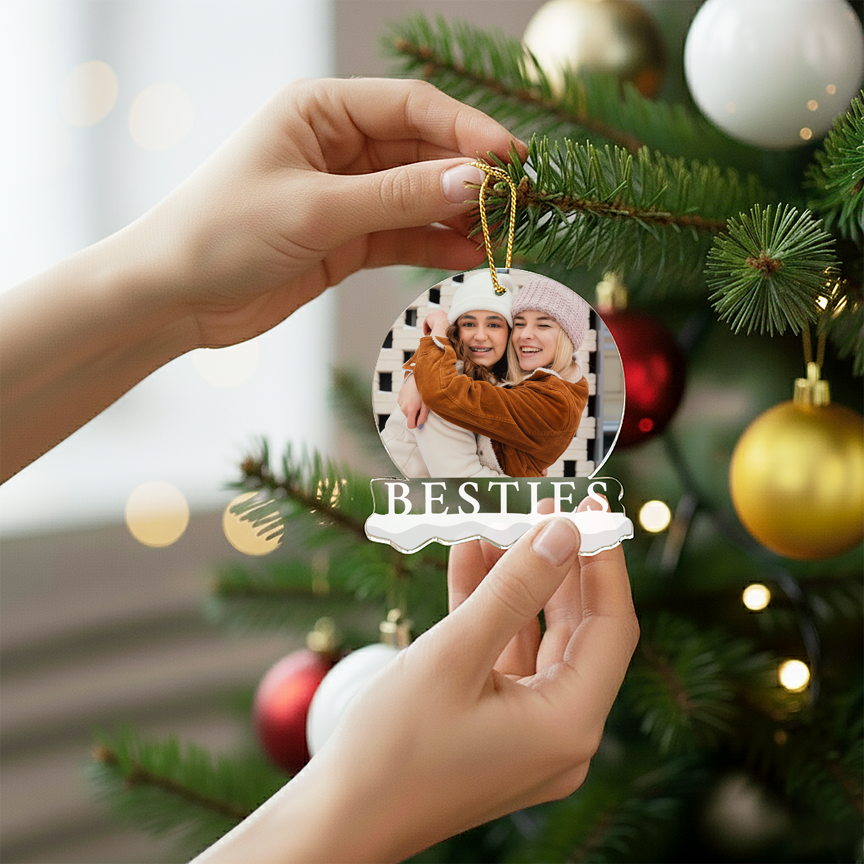 Beste Freunde mit Foto - Personalisierter Christbaumschmuck