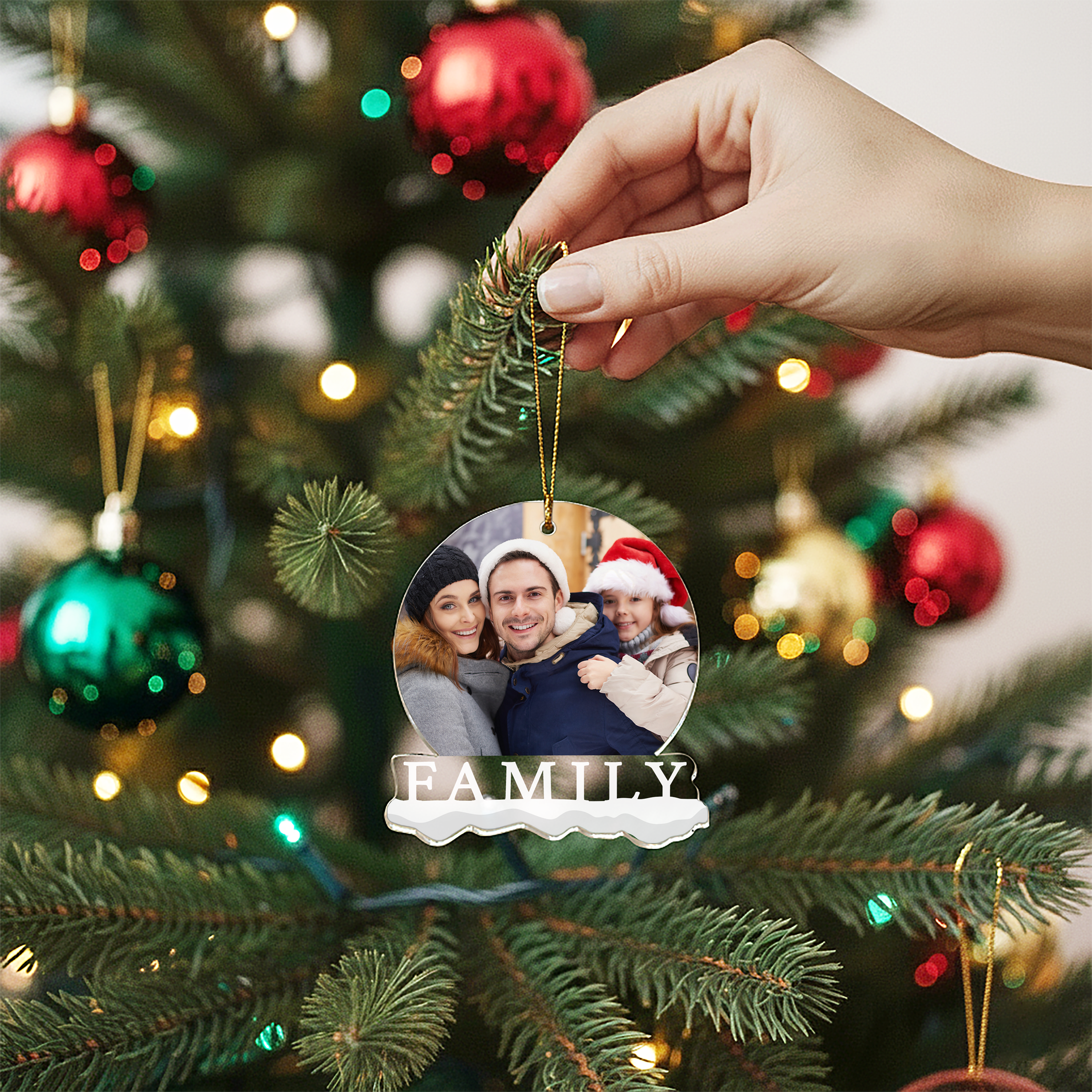 Foto der Familie - Personalisierter Christbaumschmuck