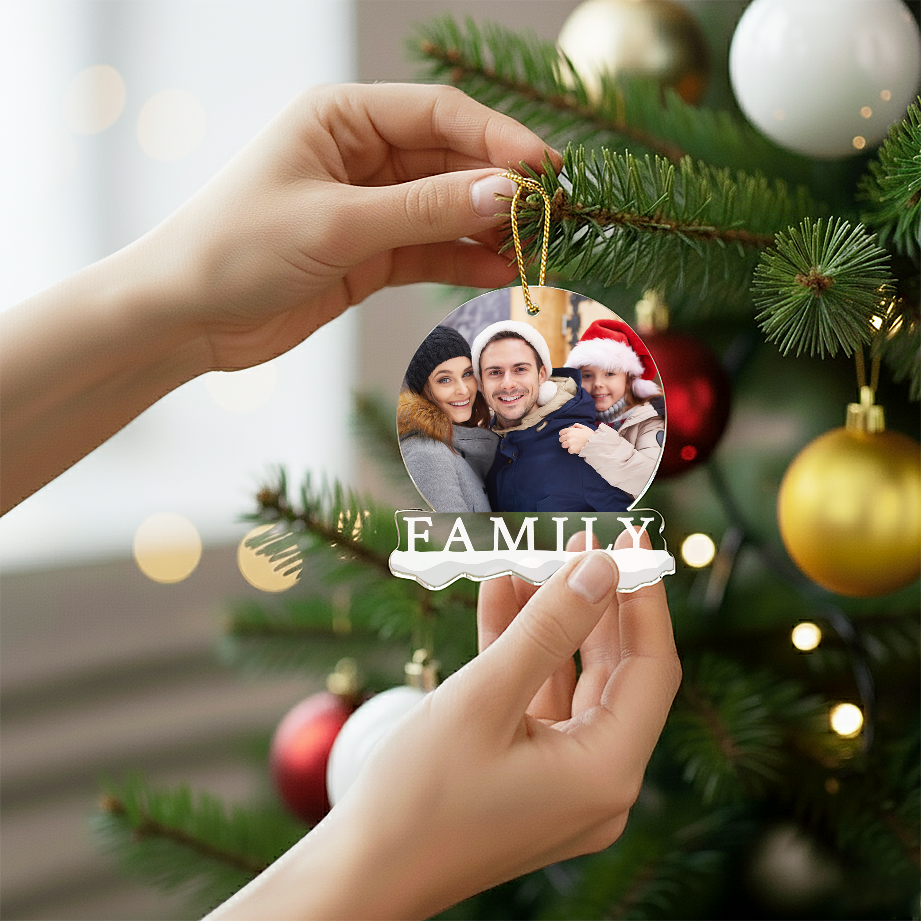 Foto der Familie - Personalisierter Christbaumschmuck