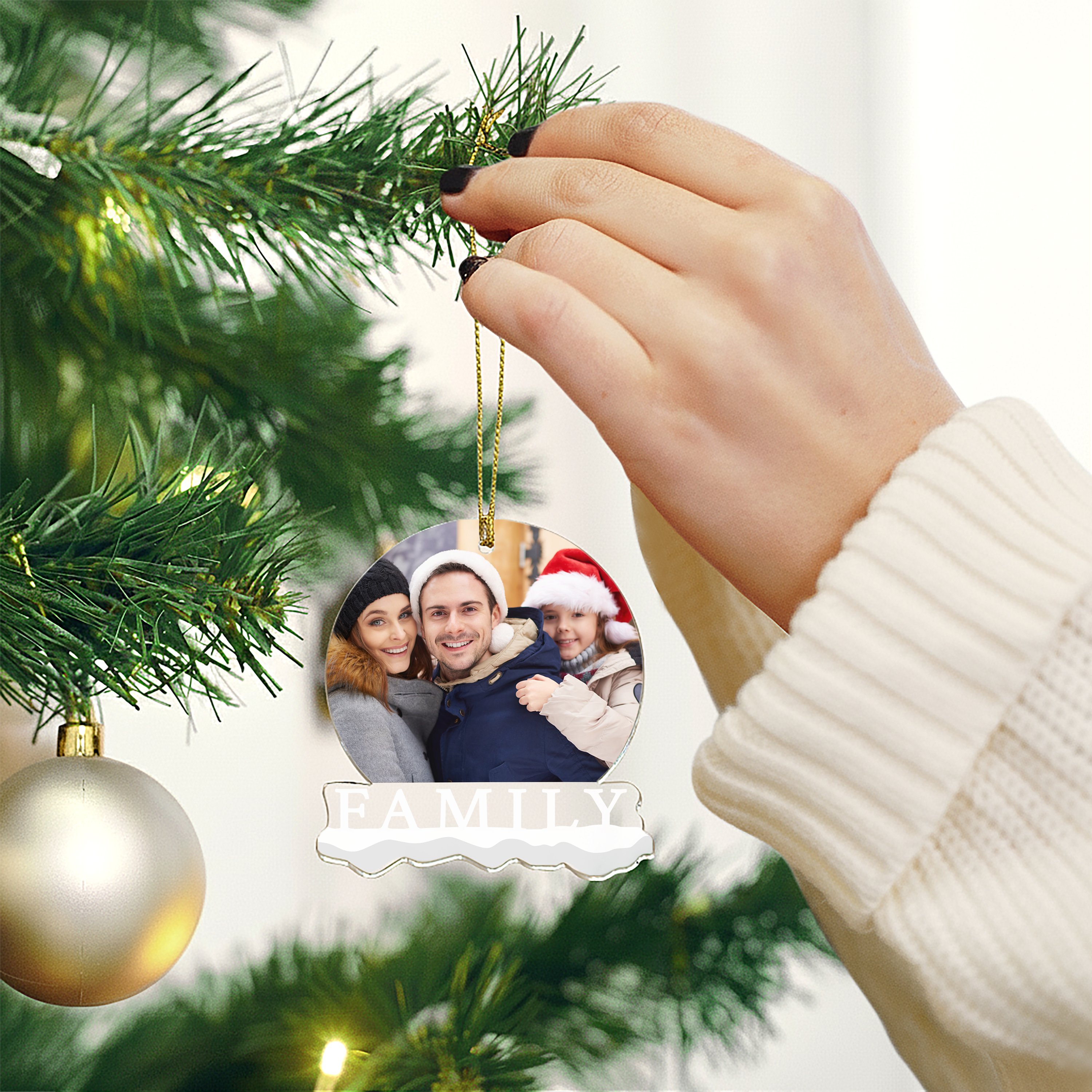 Foto der Familie - Personalisierter Christbaumschmuck