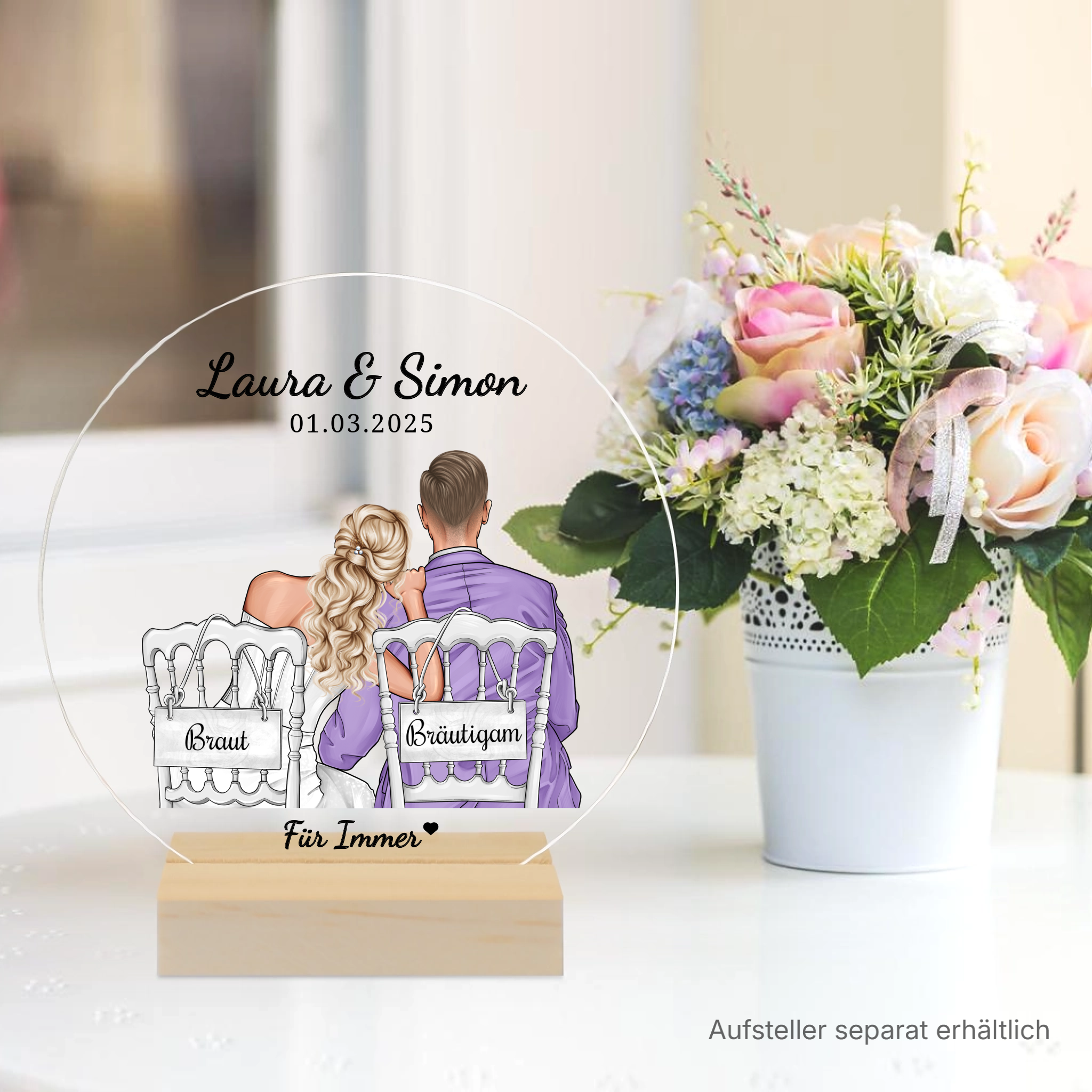 Braut & Bräutigam - Personalisiertes Acryl-Glas als Hochzeitsgeschenk