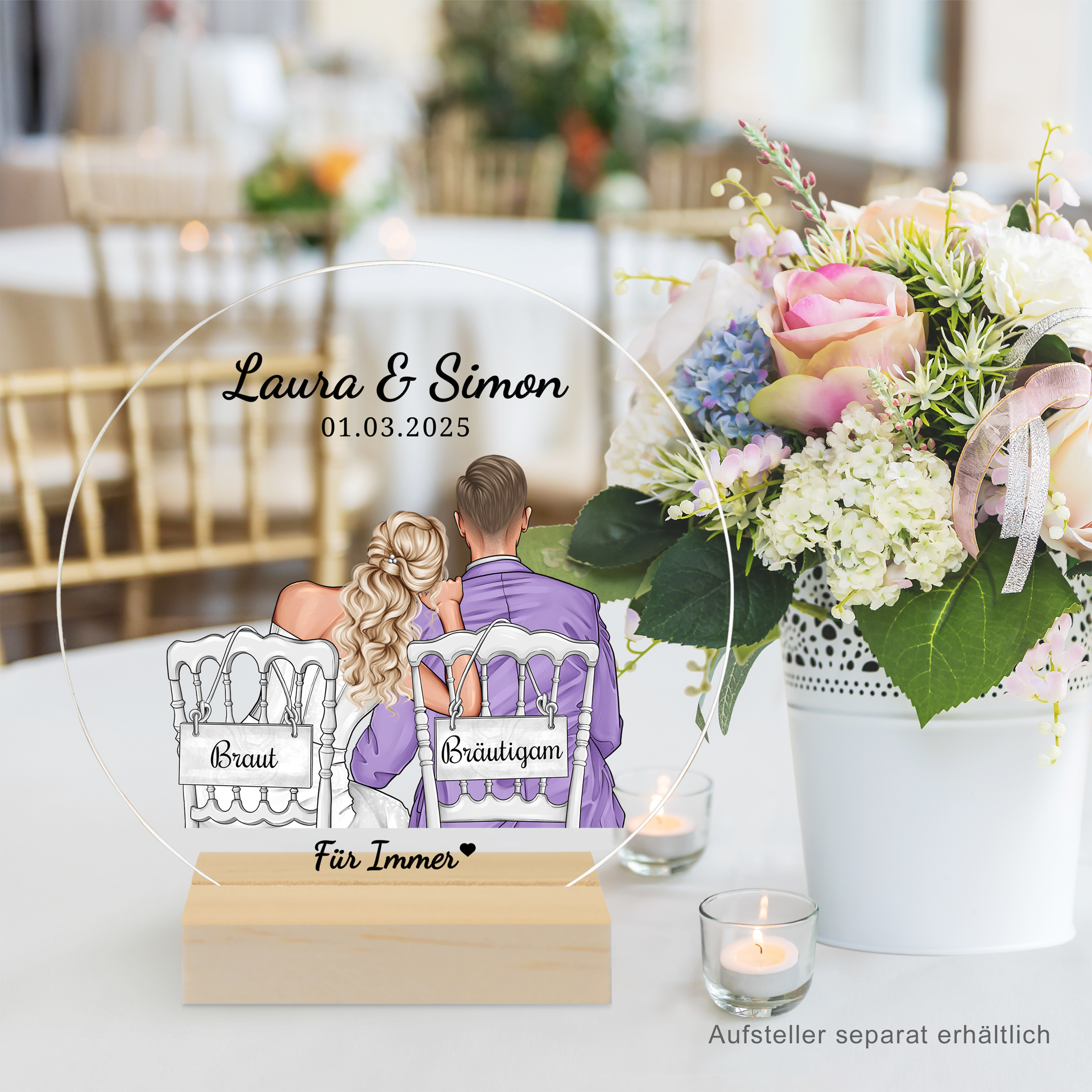 Braut & Bräutigam - Personalisiertes Acryl-Glas als Hochzeitsgeschenk