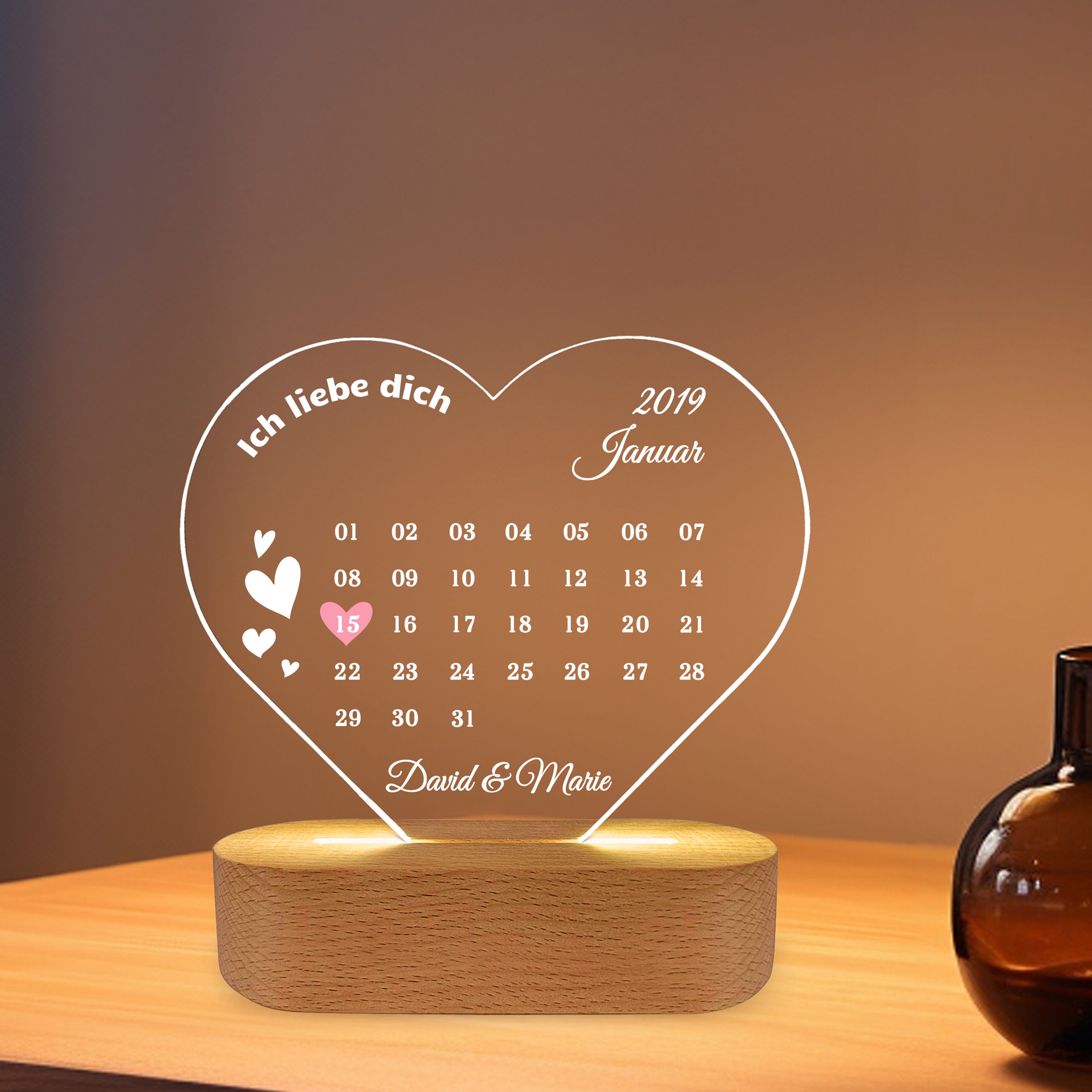 Love-Datum - Personalisiertes Liebeslicht für Paare mit Namen