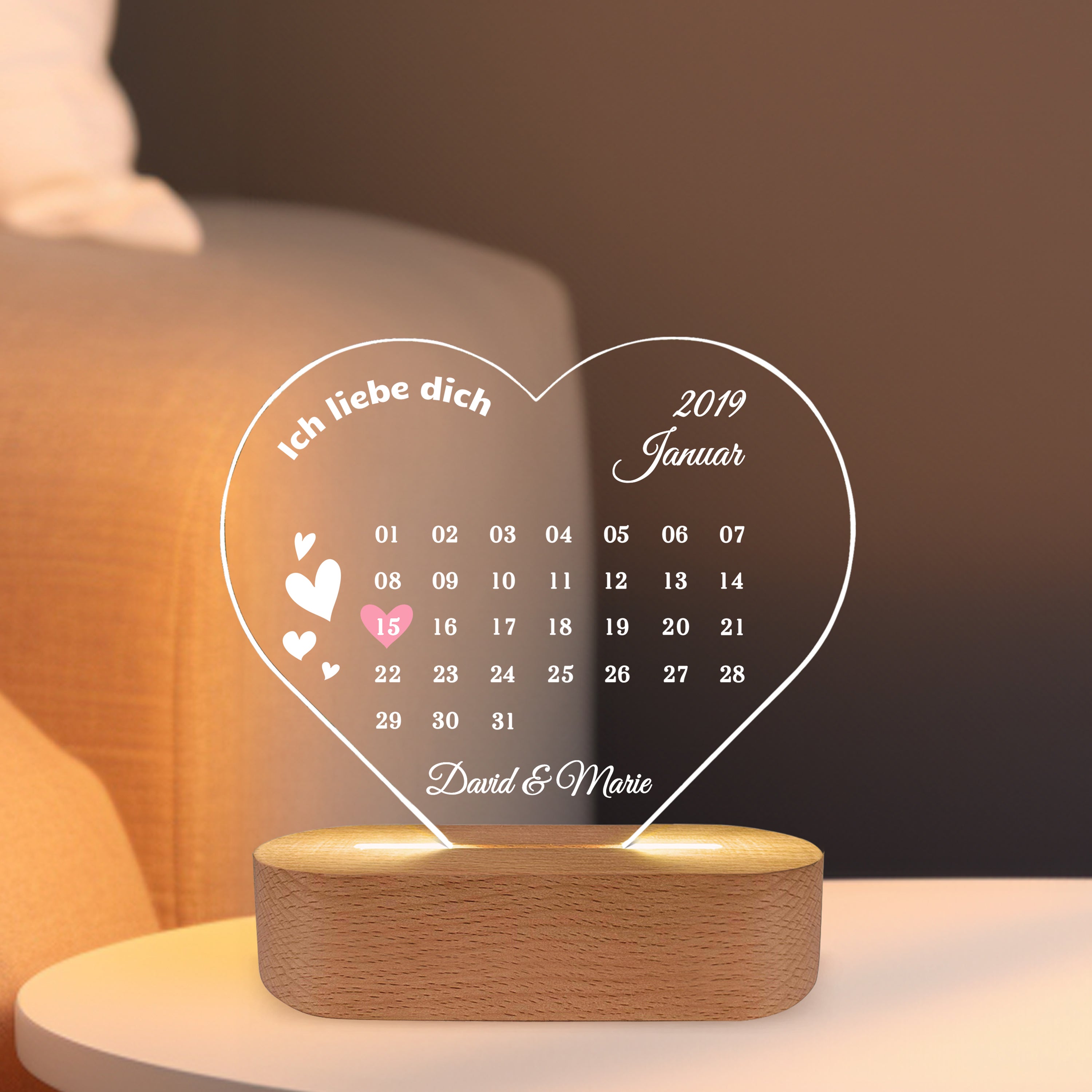 Love-Datum - Personalisiertes Liebeslicht für Paare mit Namen