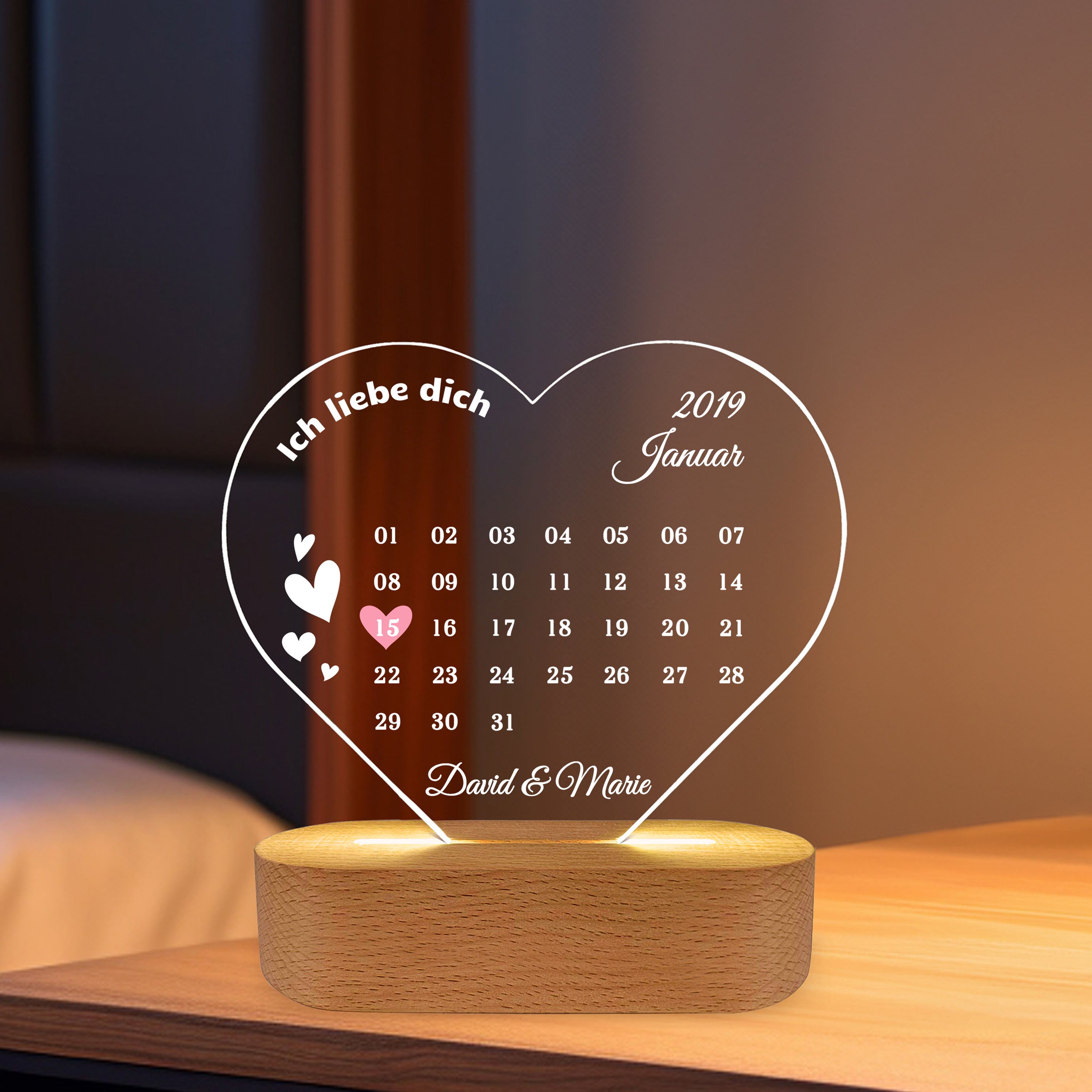 Love-Datum - Personalisiertes Liebeslicht für Paare mit Namen