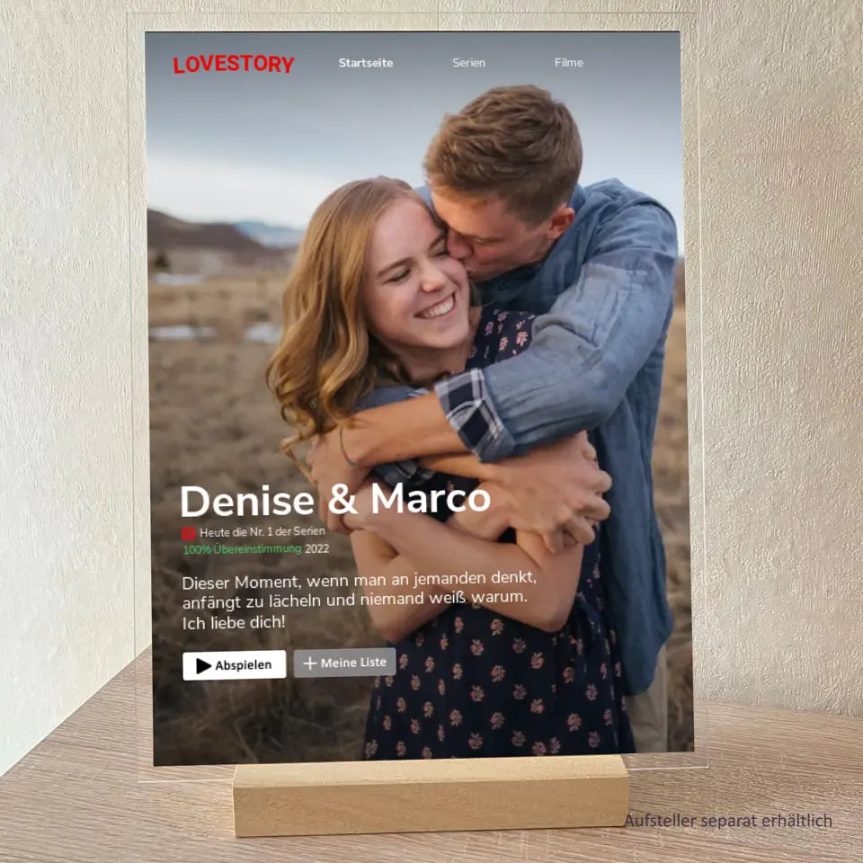 Lovestory: euer Film/Serien-Cover wie bei Netflix (Acryl-Glas)