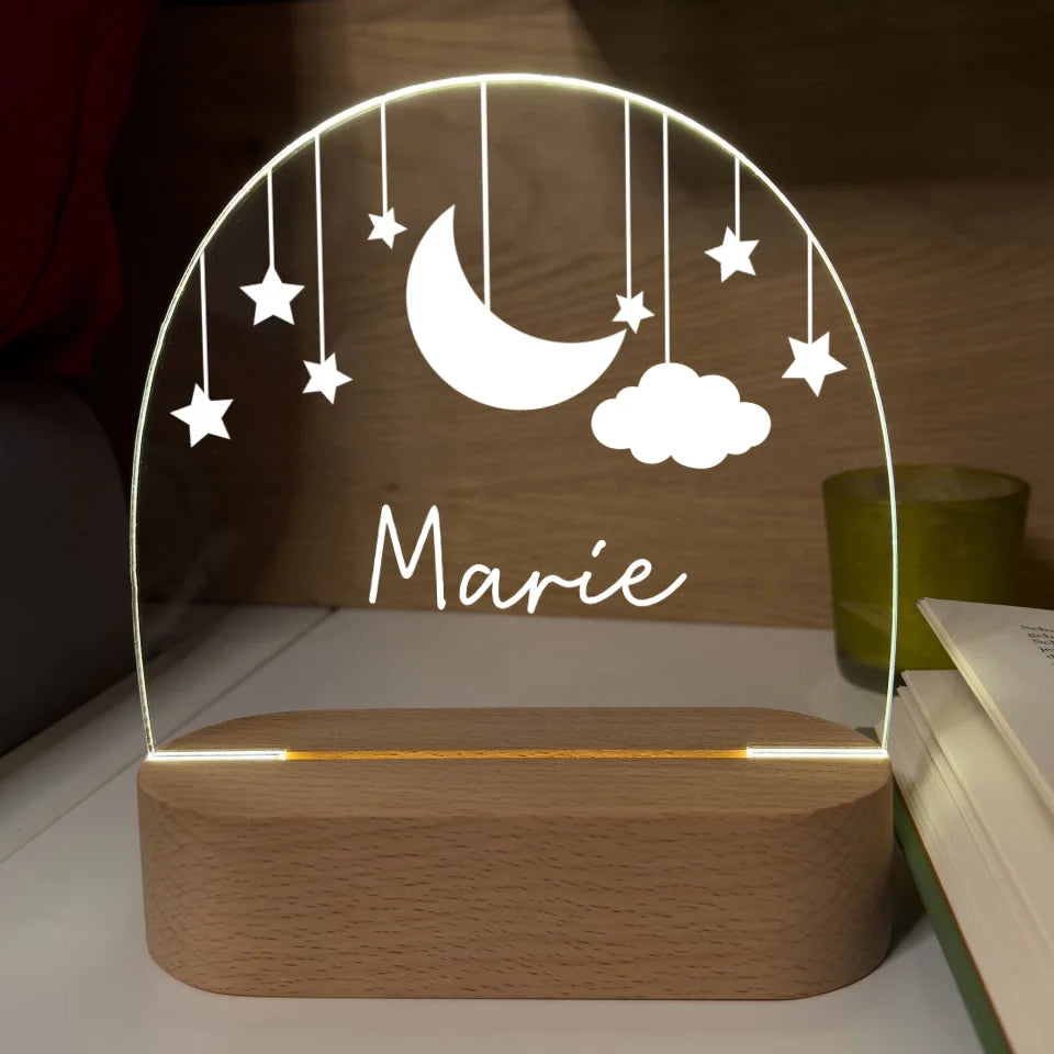 Mond und Sterne - Personalisiertes Nachtlicht für Kinder