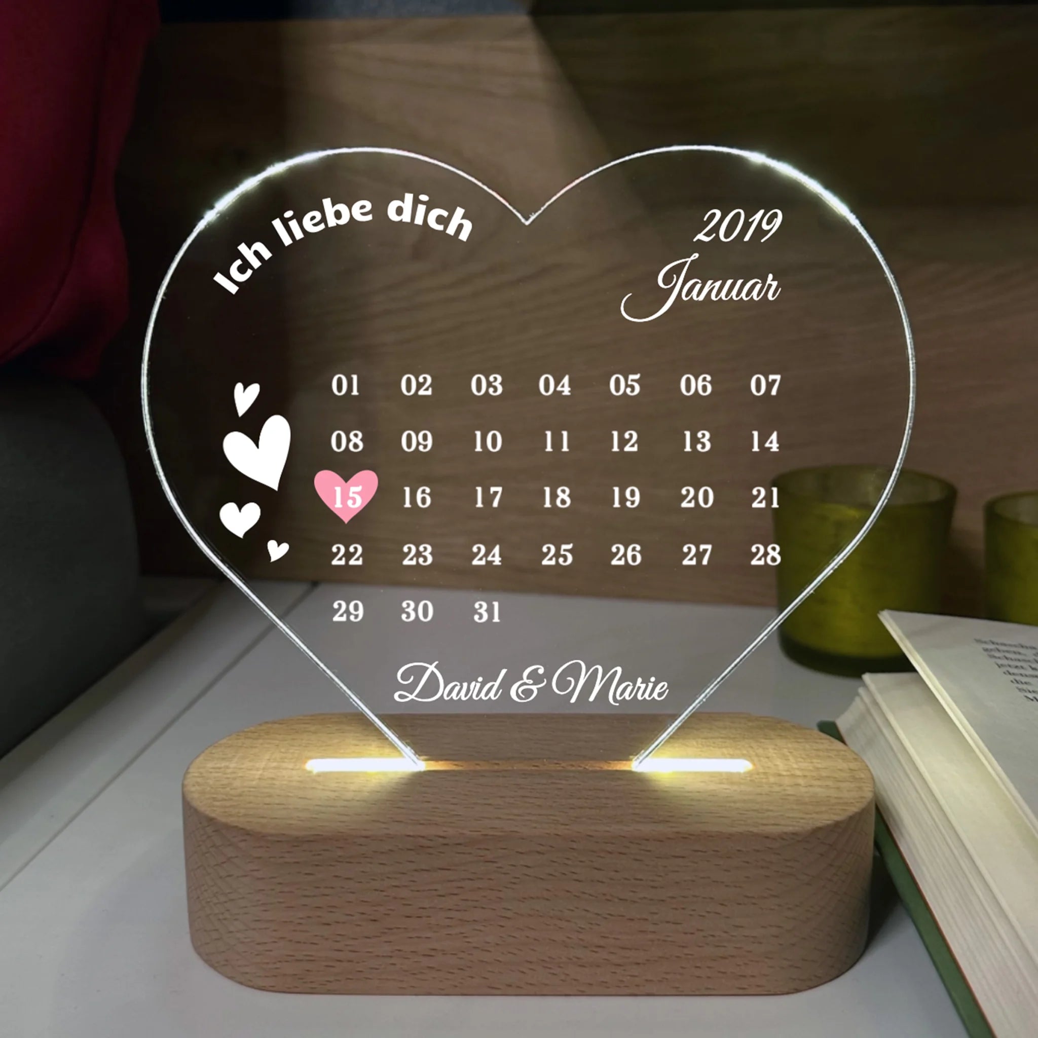 Love-Datum - Personalisiertes Liebeslicht für Paare mit Namen