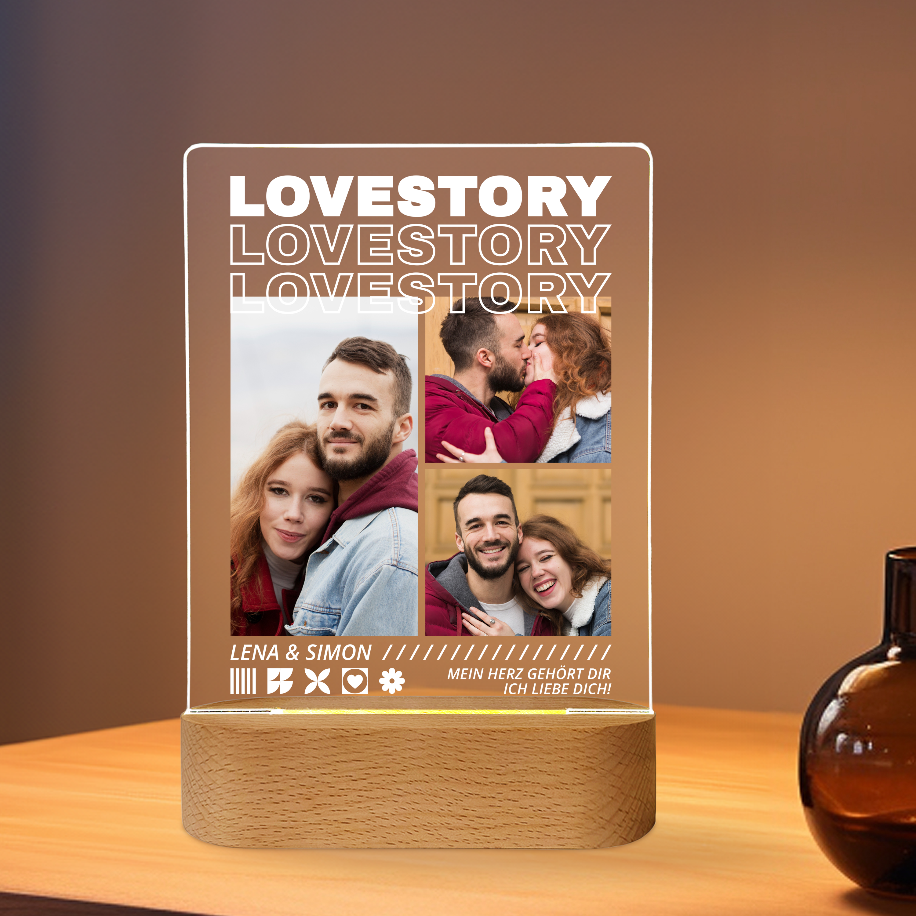 Lovestory - Personalisiertes Liebeslicht mit Fotos