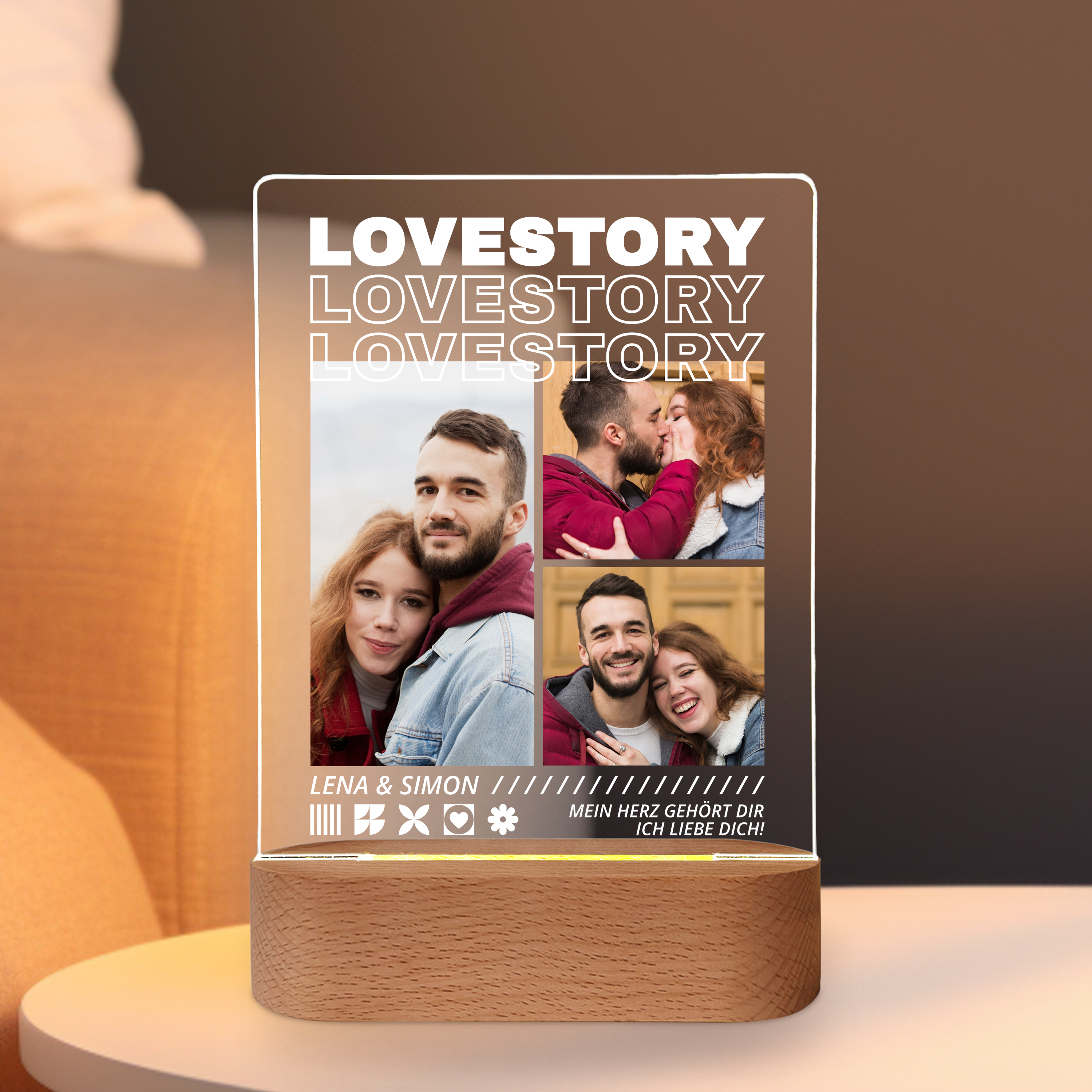 Lovestory - Personalisiertes Liebeslicht mit Fotos