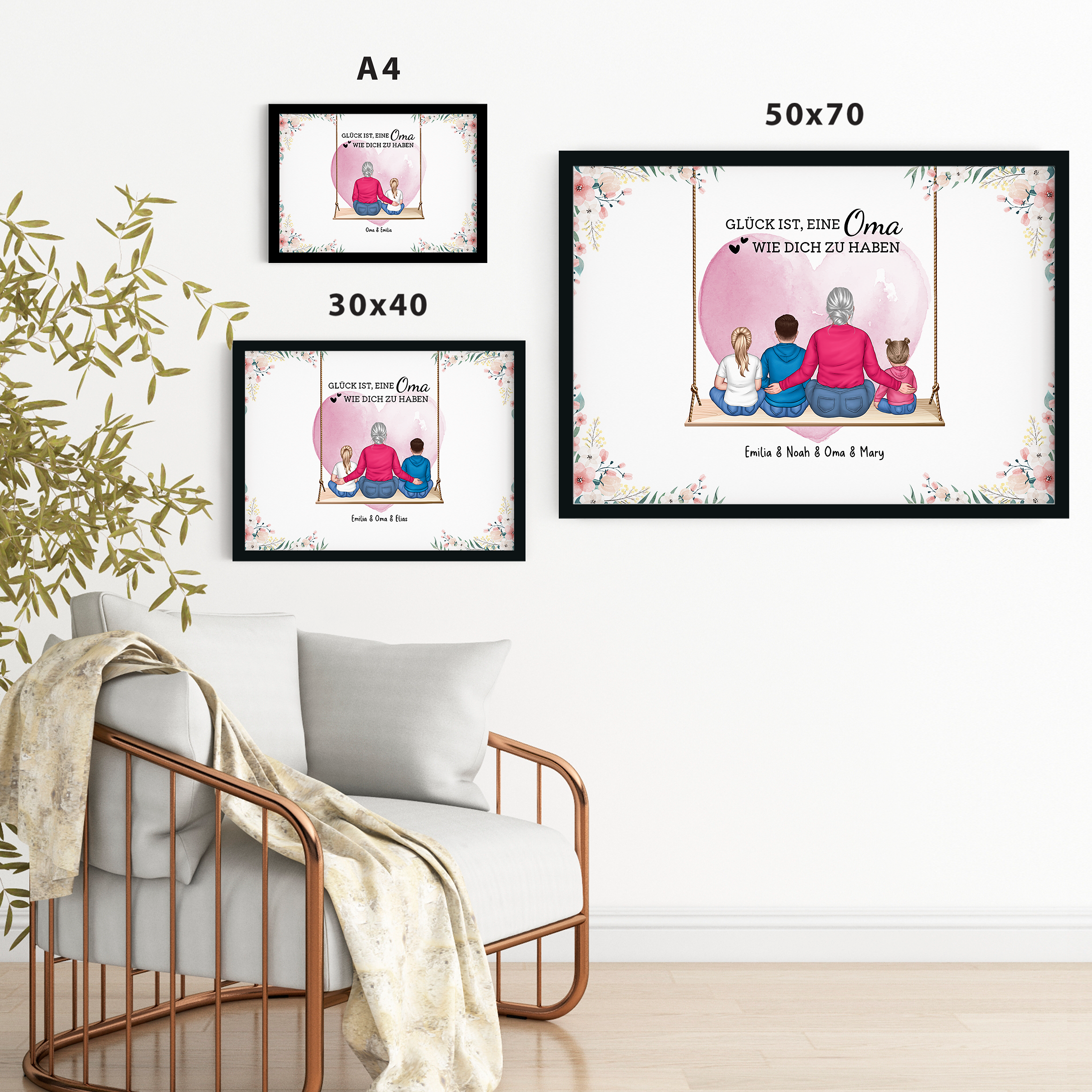 Oma und Enkelkinder Liebe - Personalisiertes Poster