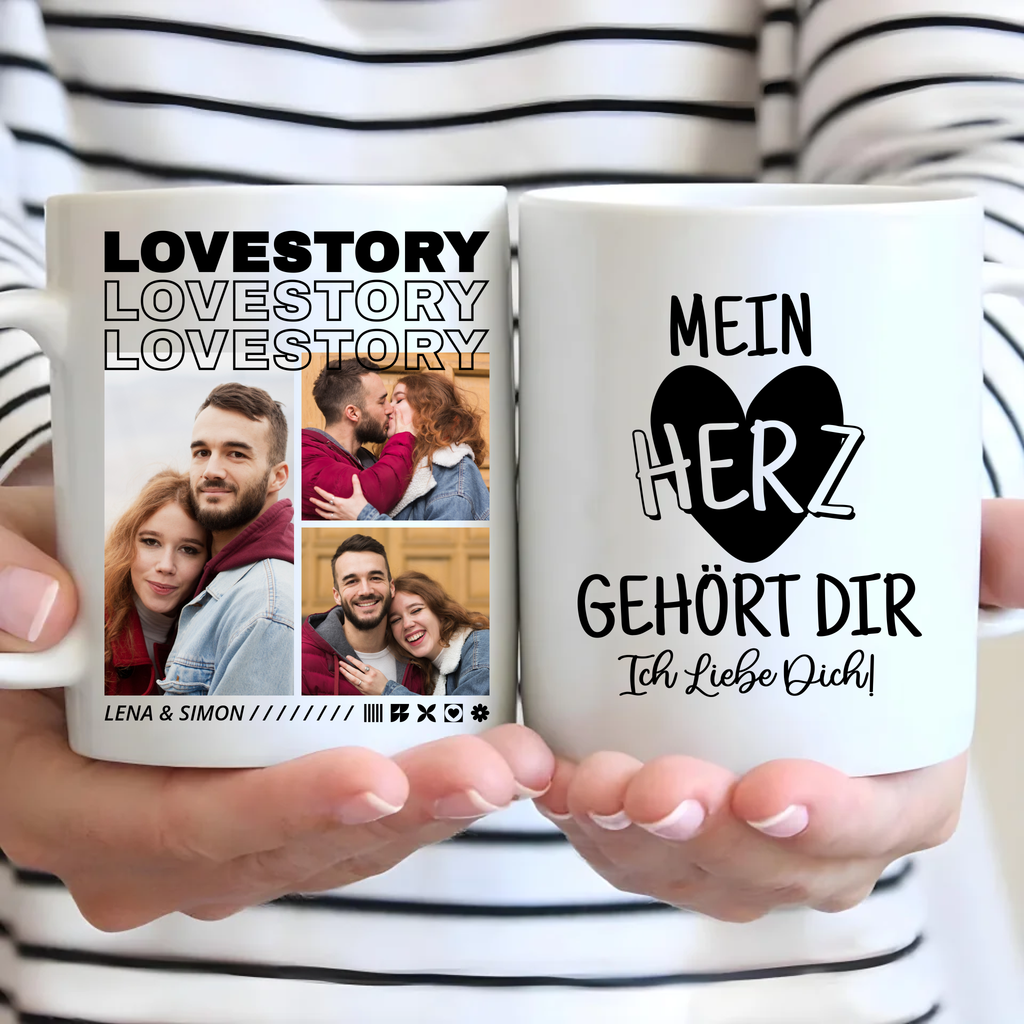 Lovestory - Personalisierte Tasse für Paare