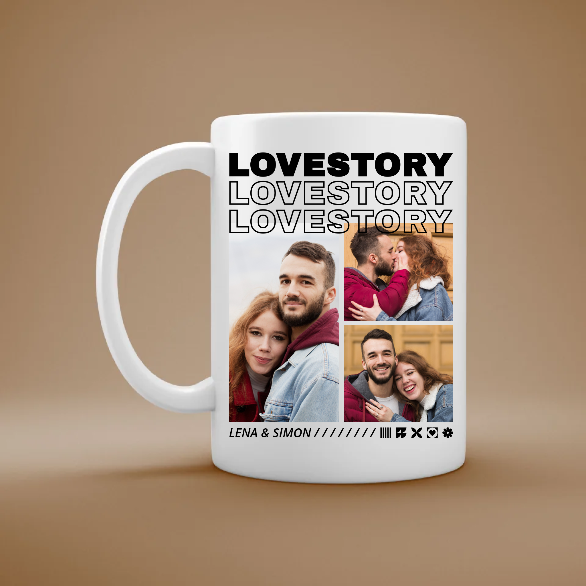 Lovestory - Personalisierte Tasse für Paare