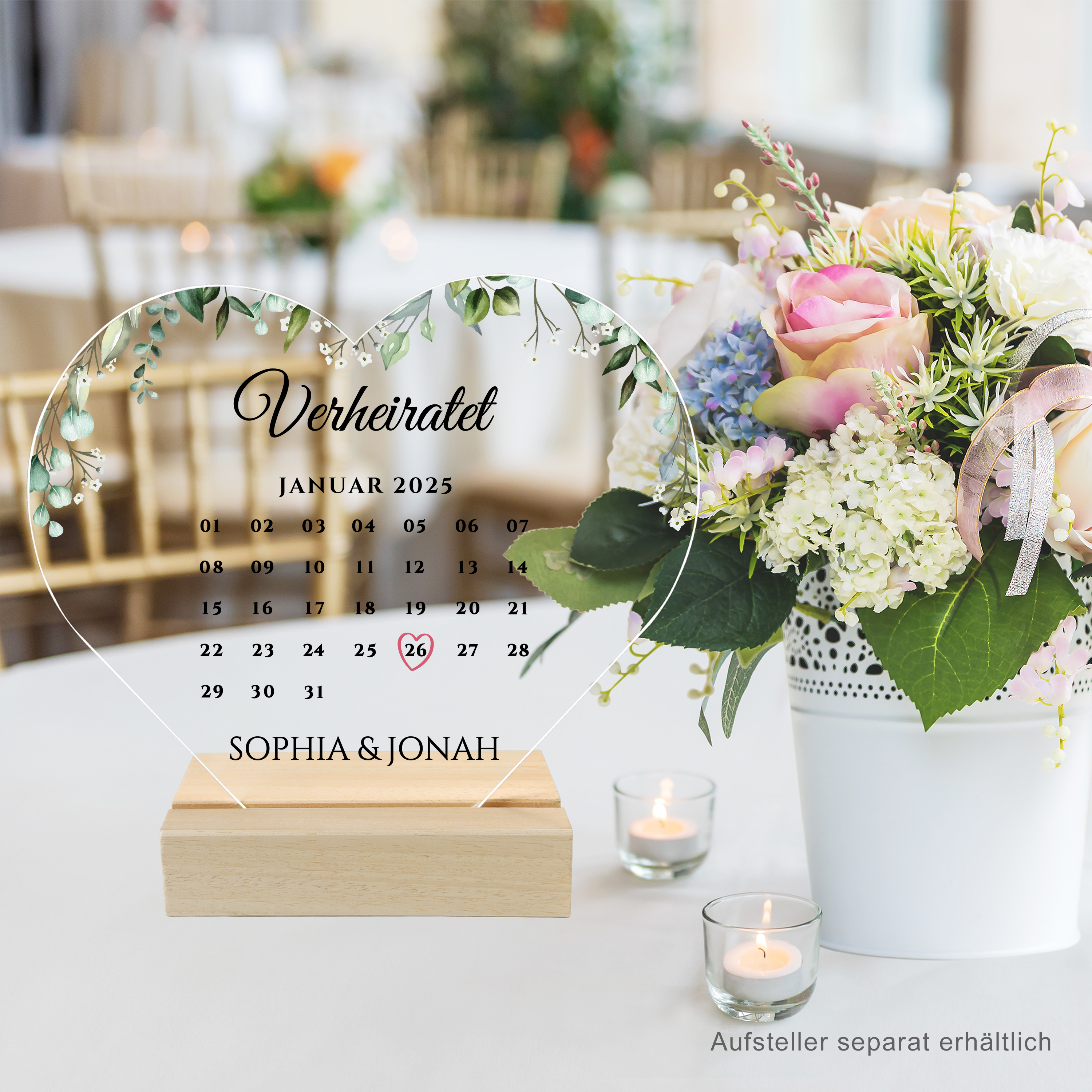 Euer Hochzeitstag - Personalisiertes Acryl-Glas mit Kalenderblatt