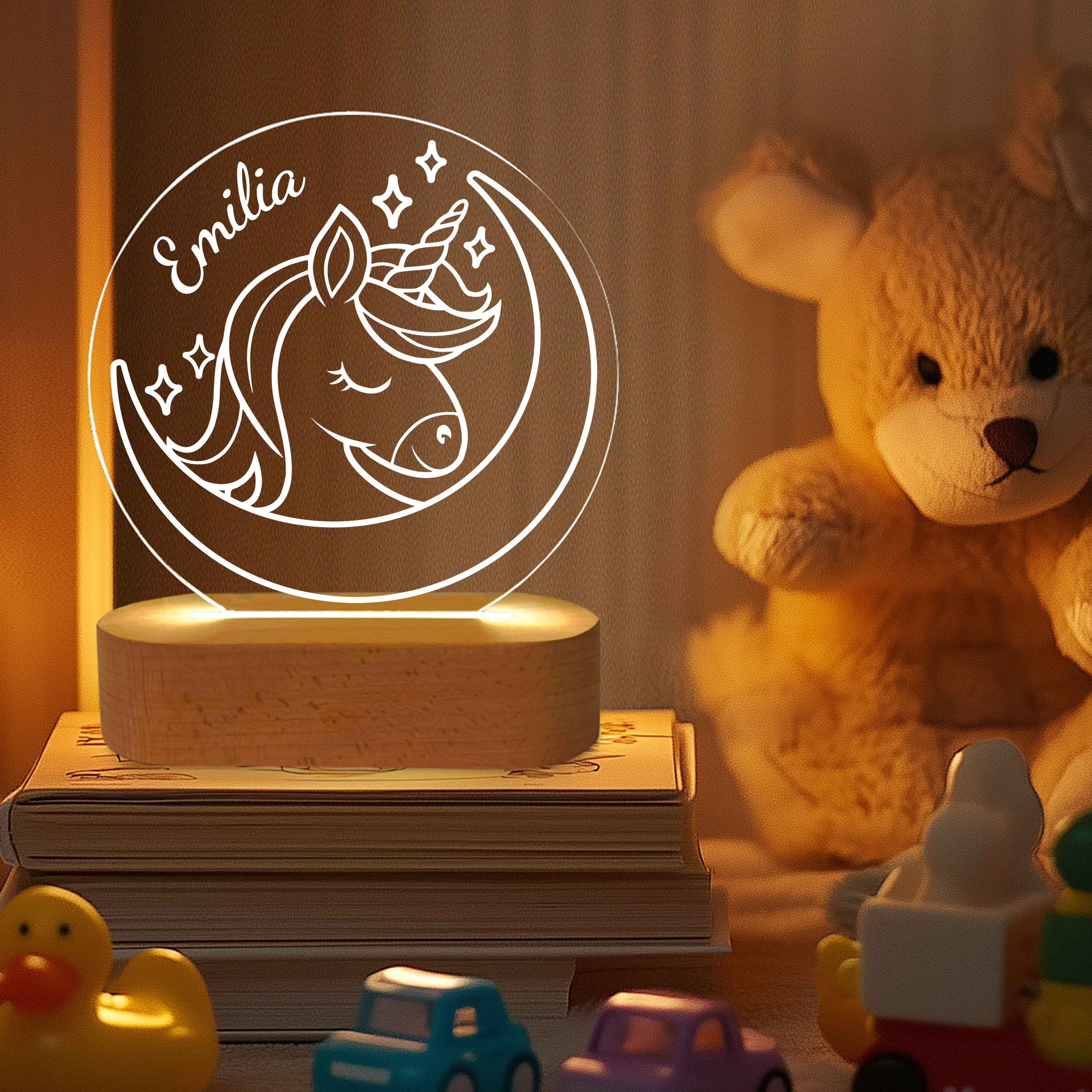 Süßes Einhorn - Personalisiertes Nachtlicht für Kinder