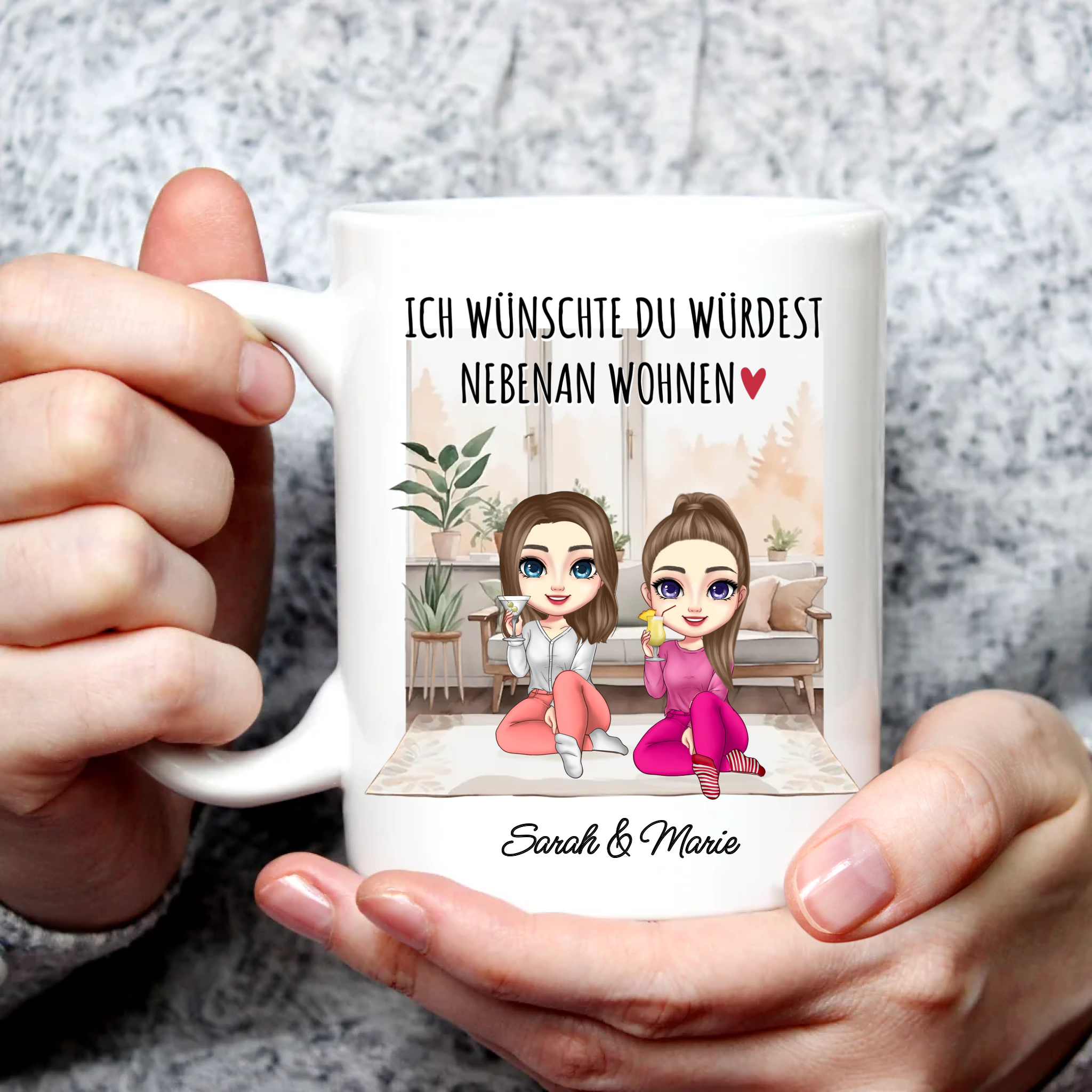 Ich wünschte, du würdest nebenan wohnen - Personalisierte Tasse mit Namen