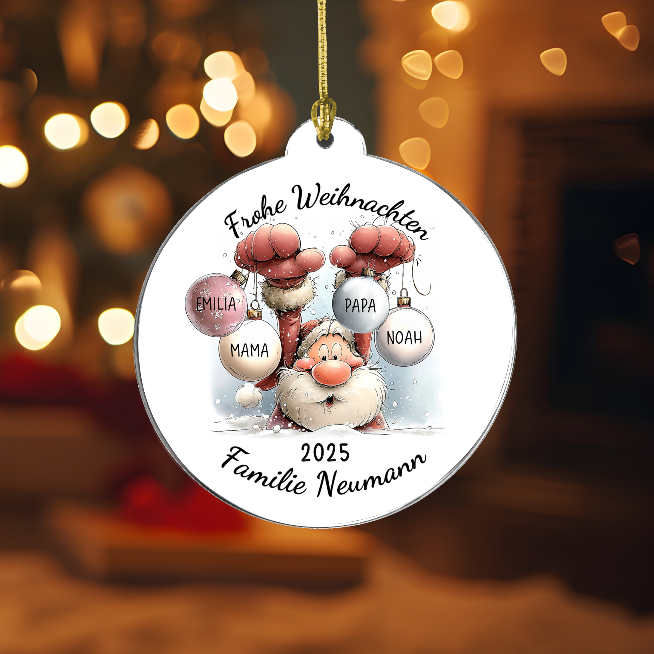 Weihnachtsmann mit Namen - Personalisierter Christbaumschmuck