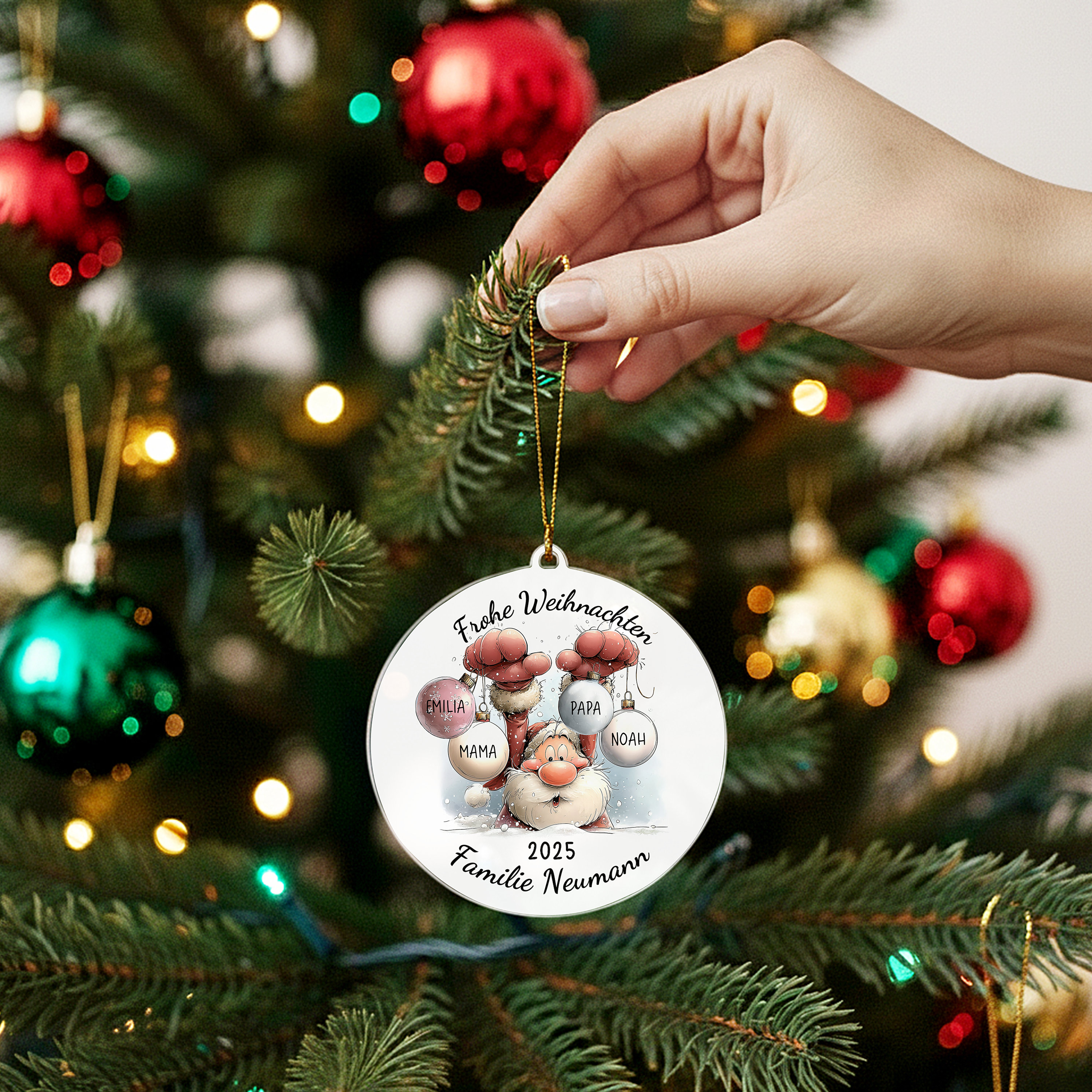 Weihnachtsmann mit Namen - Personalisierter Christbaumschmuck