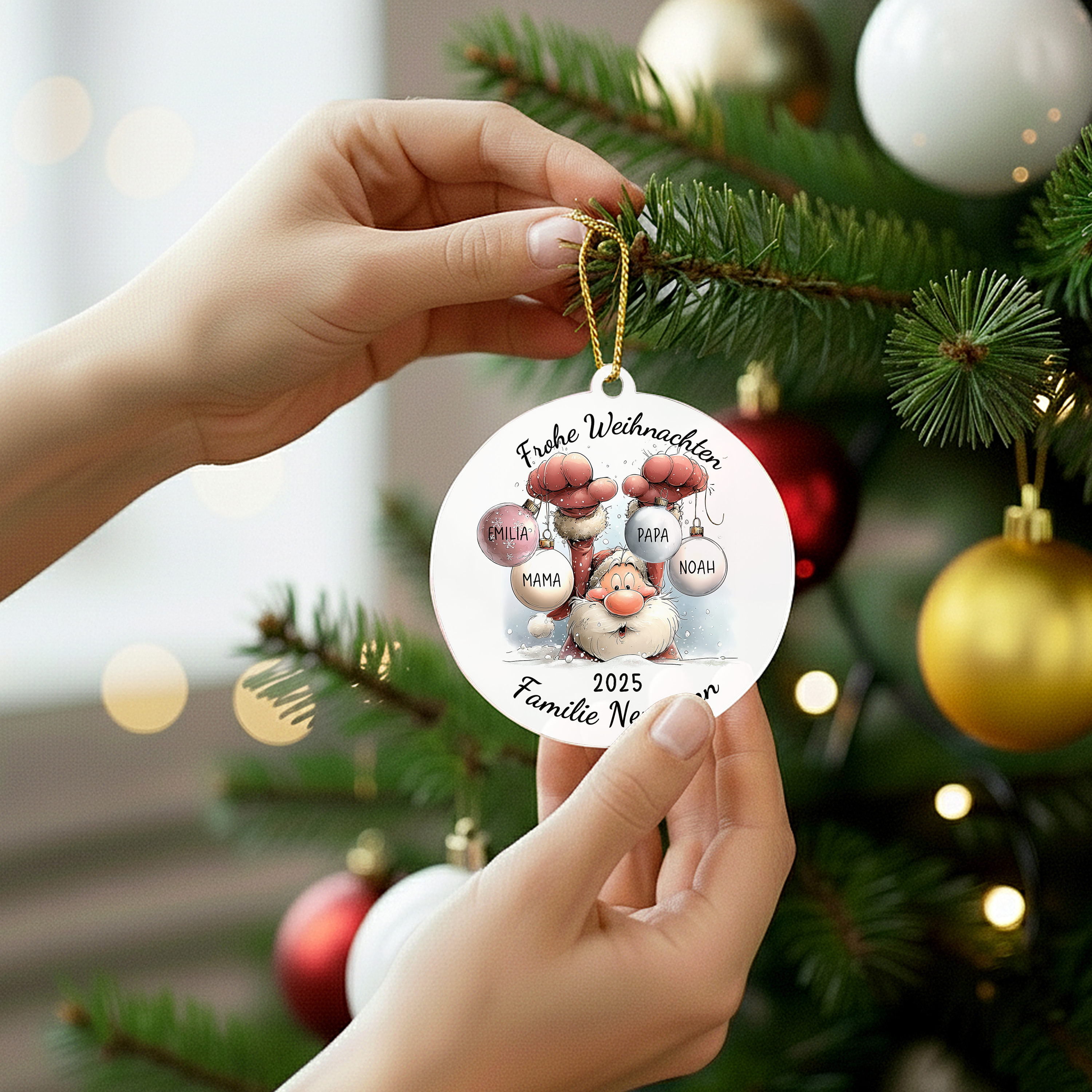 Weihnachtsmann mit Namen - Personalisierter Christbaumschmuck