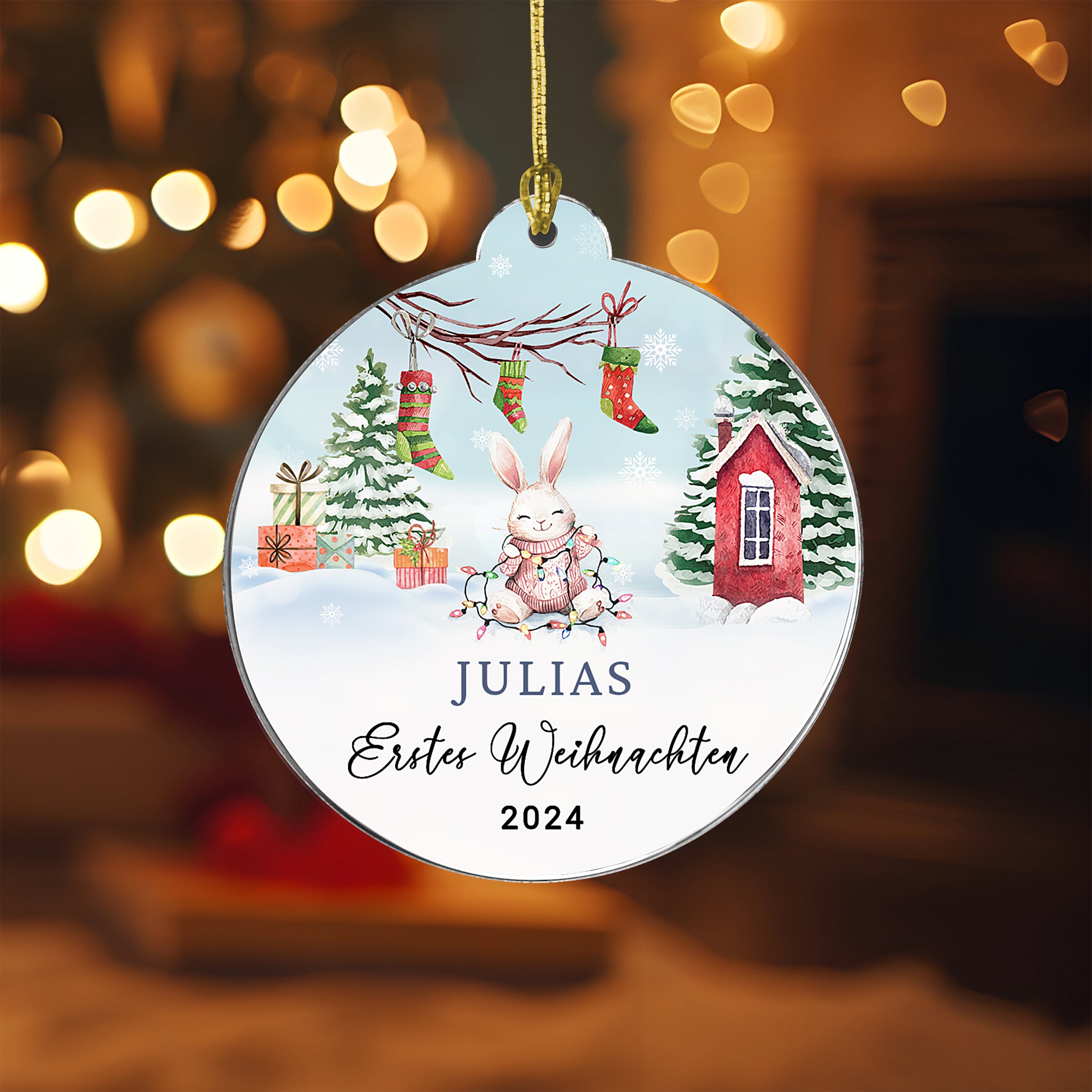 Babys erstes Weihnachten Winter Edition - Personalisierter Christbaumschmuck