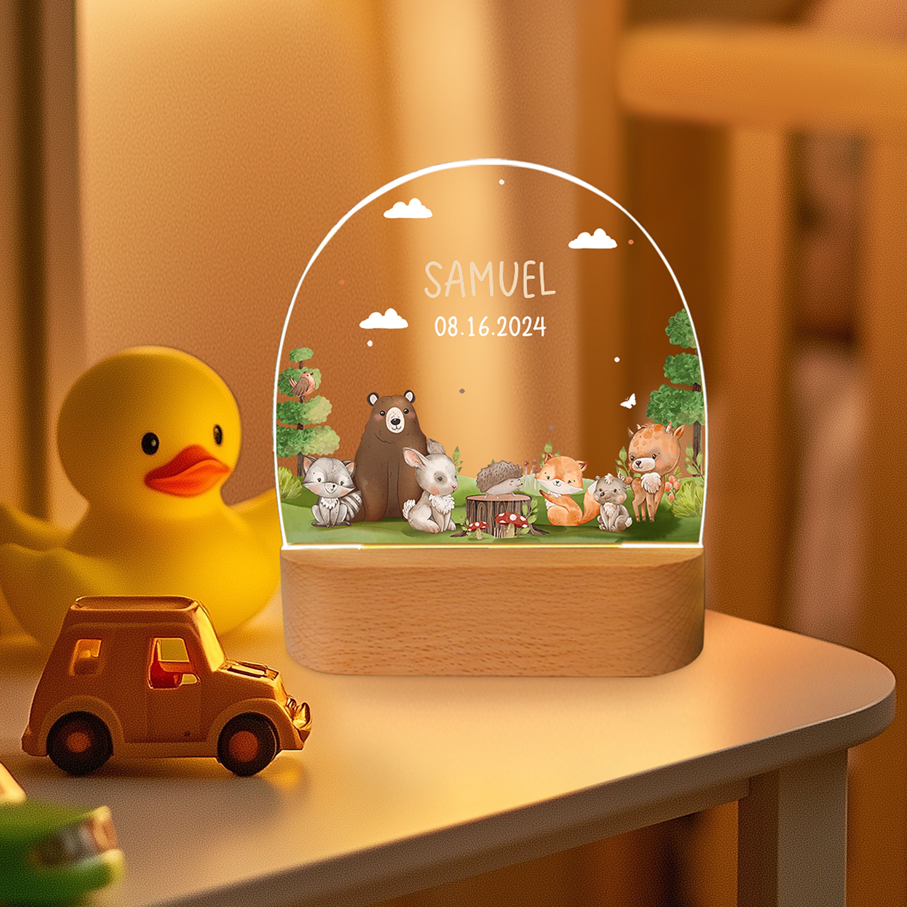 Die Tiere im Wald - Personalisiertes Nachtlicht für Kinder