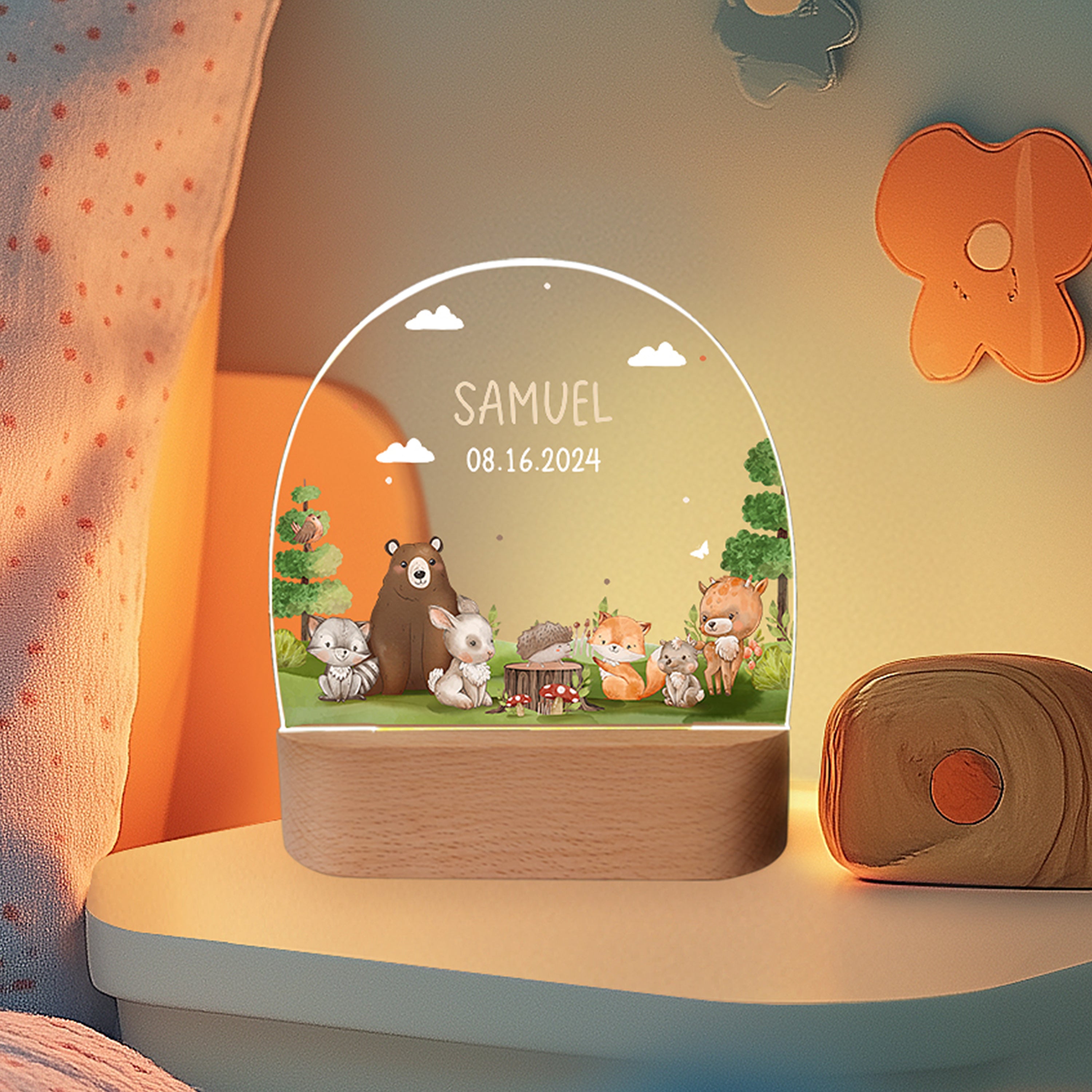 Die Tiere im Wald - Personalisiertes Nachtlicht für Kinder