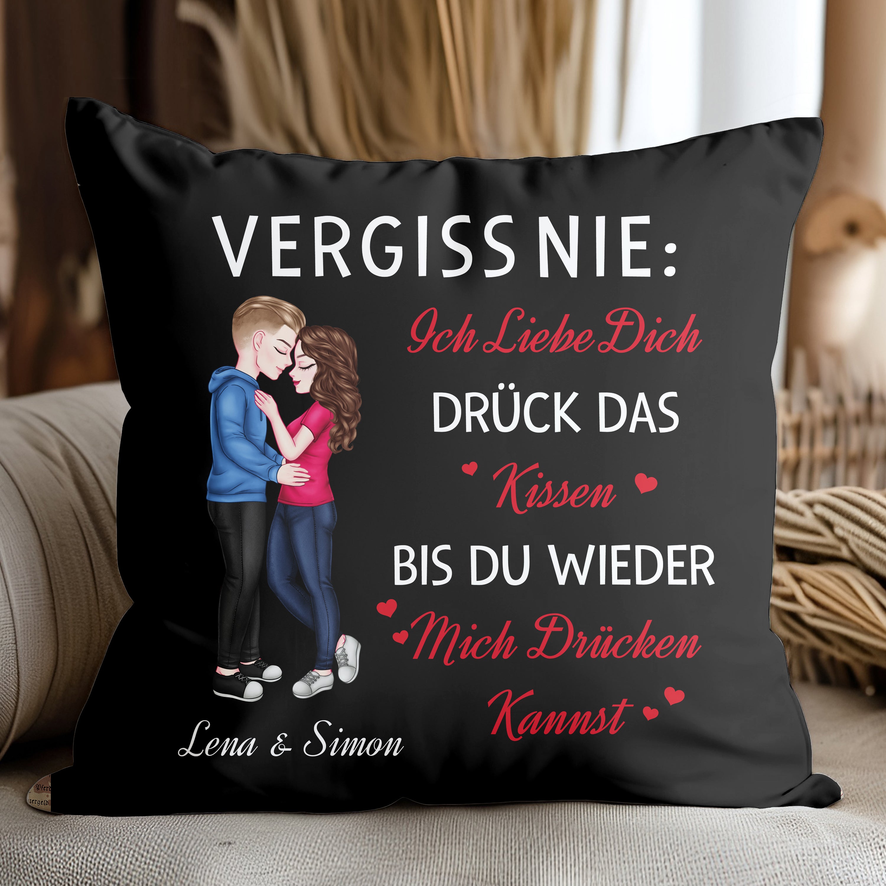 Drück Mich Kuschelkissen für Paare - Personalisiertes Kissen
