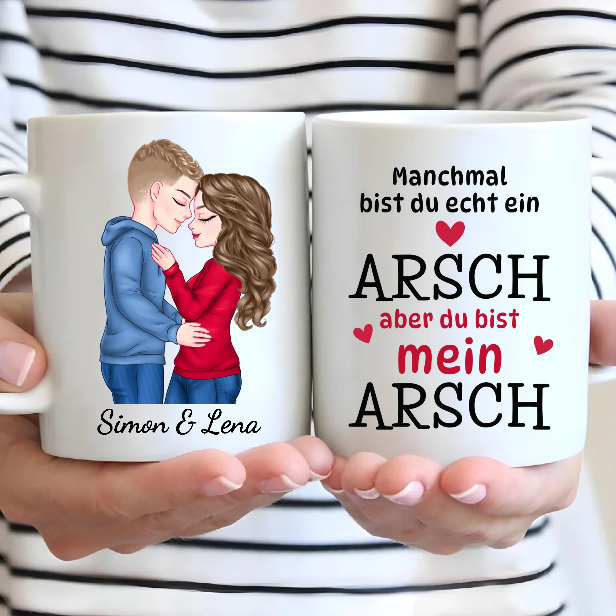Du bist mein Arsch - Personalisierte Tasse für Paare