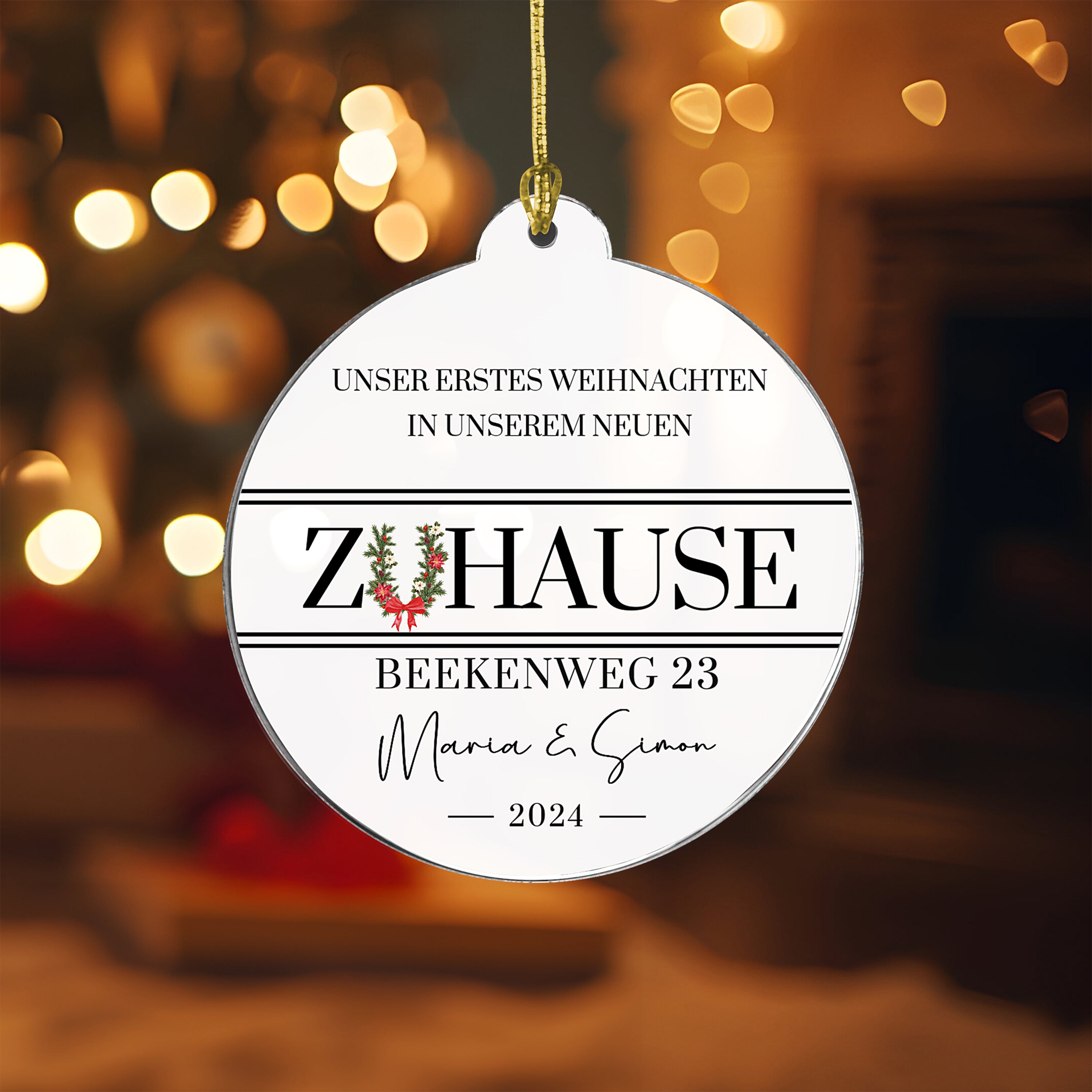 Erstes Weihnachten Zuhause - Personalisierter Christbaumschmuck