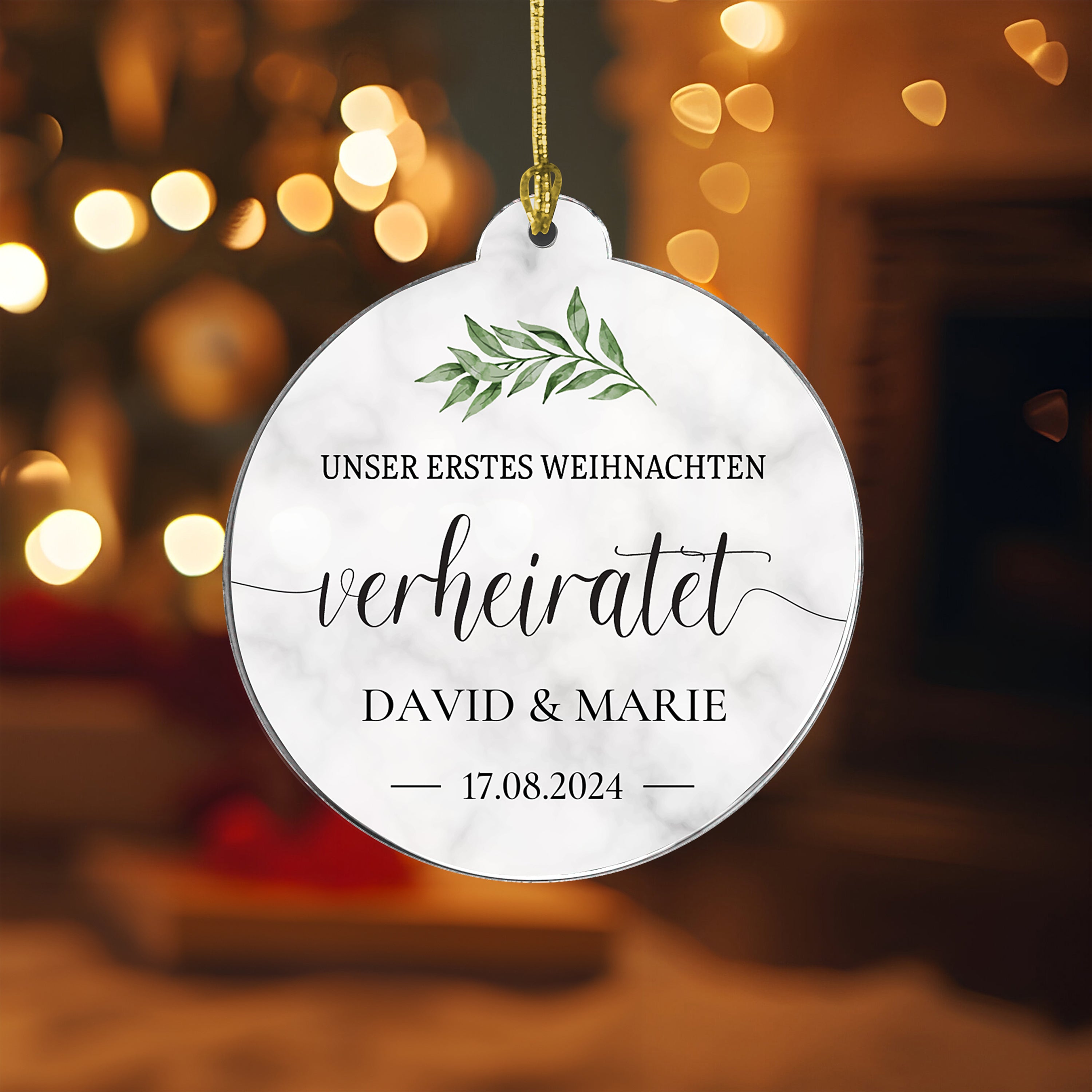 Erstes Weihnachten verheiratet - Personalisierter Christbaumschmuck
