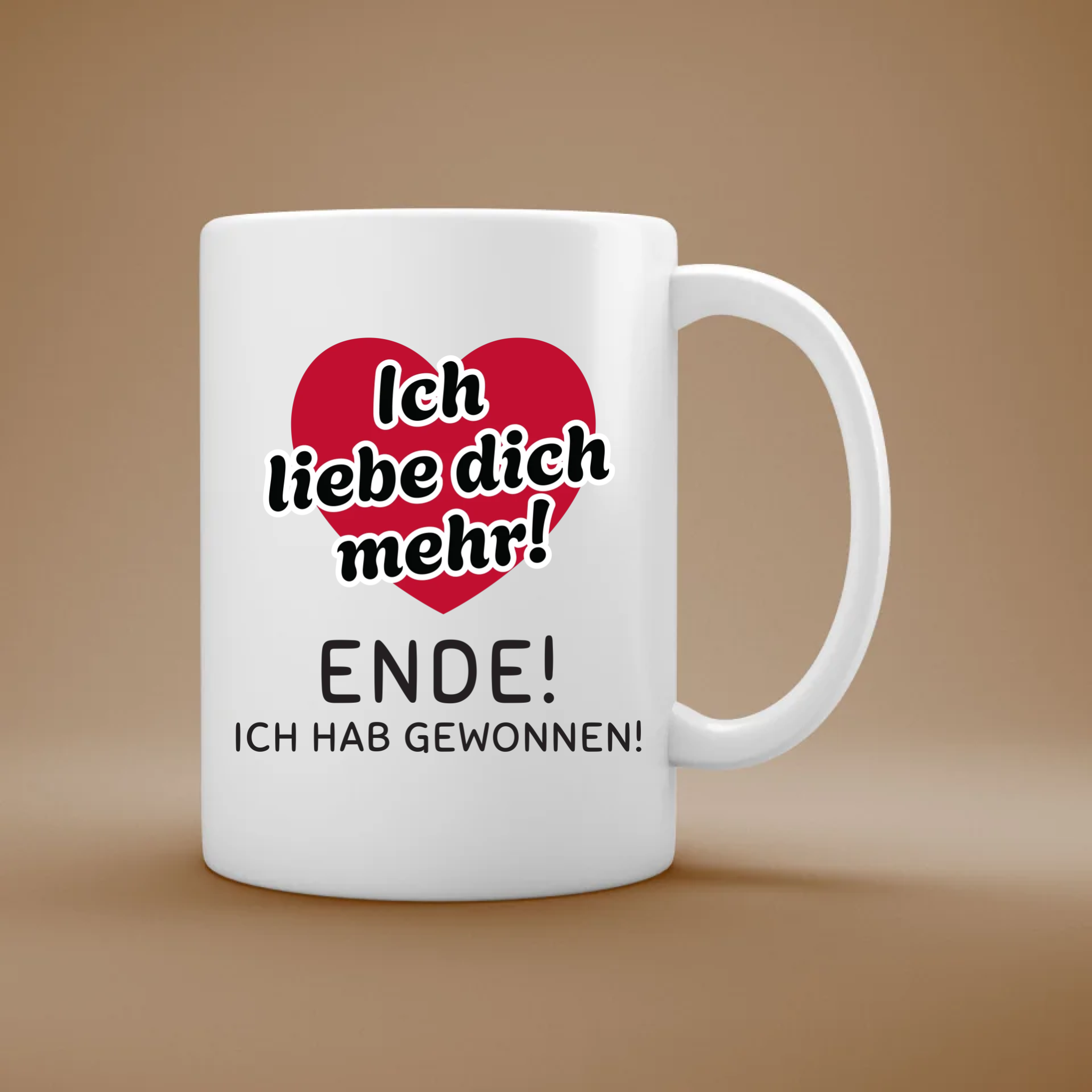 Ich liebe dich mehr - Personalisierte Tasse für Paare
