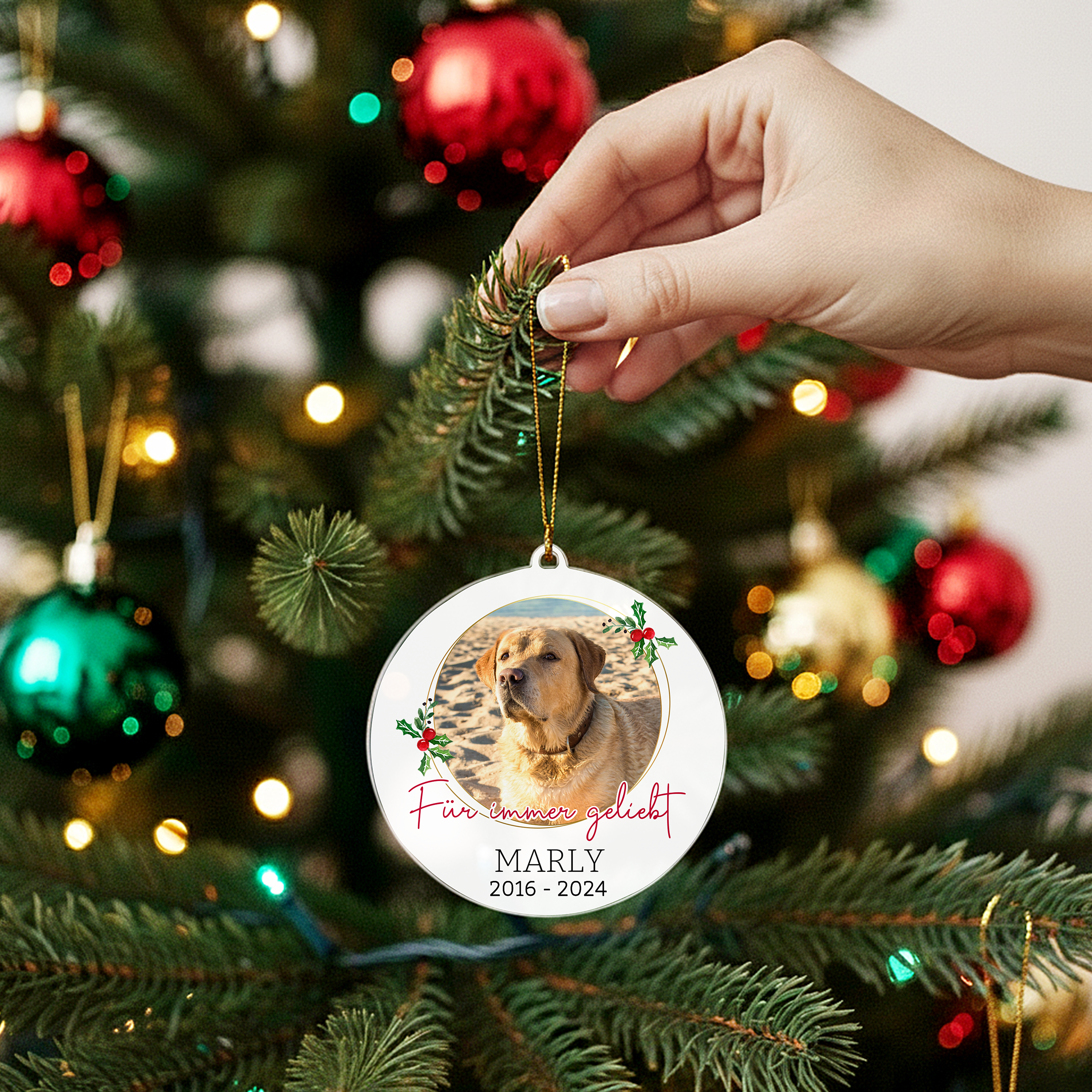 Liebevolle Haustier Erinnerung - Personalisierter Christbaumschmuck