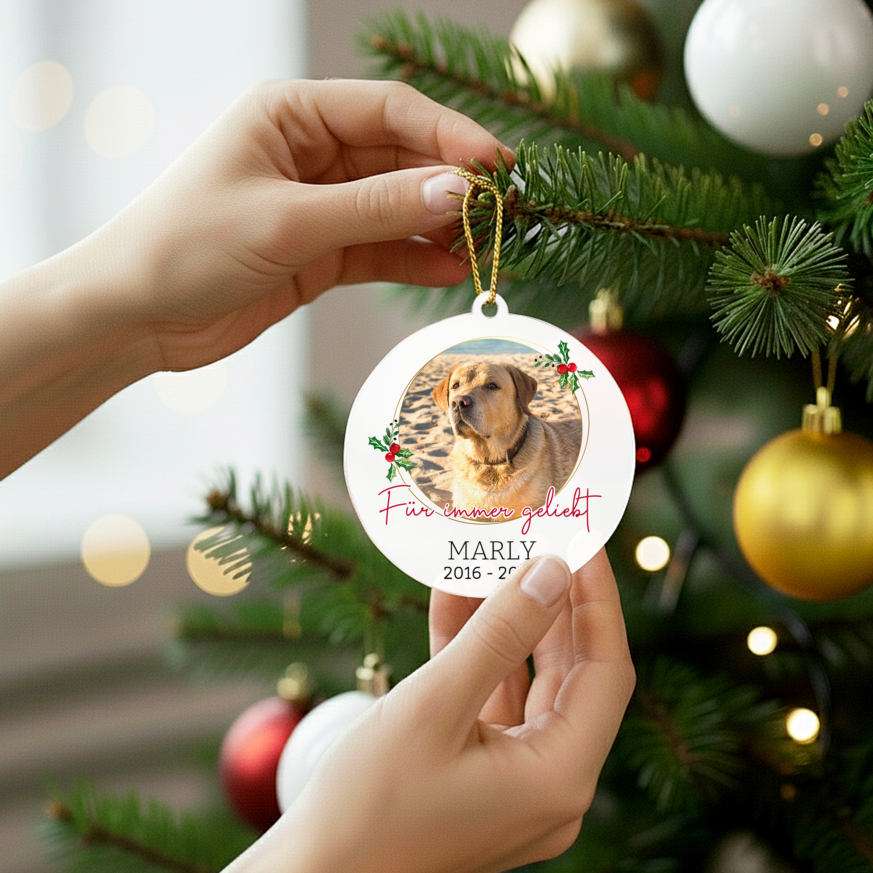 Liebevolle Haustier Erinnerung - Personalisierter Christbaumschmuck