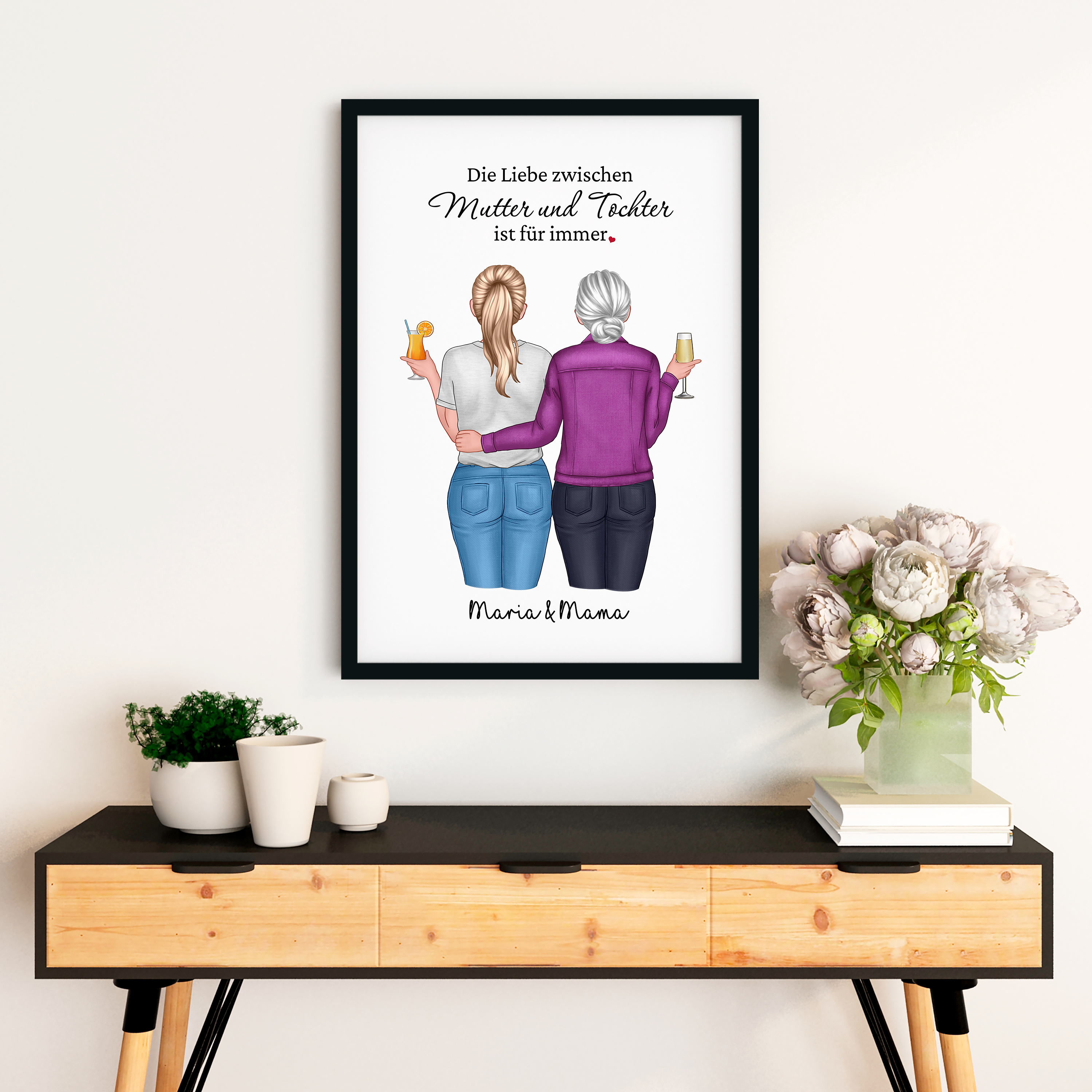 Mutter und Tochter Liebe - Personalisiertes Poster